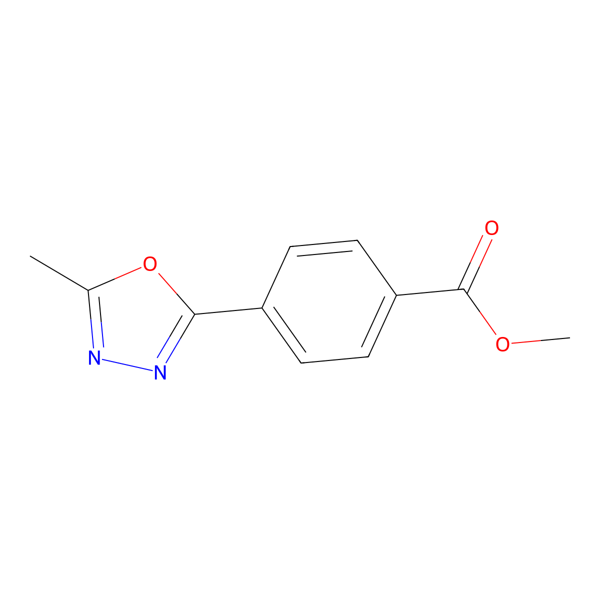 Methyl 4-(5-methyl-1,3,4-oxadiazol-2-yl)benzoate molecular structure, CAS 201050-72-8