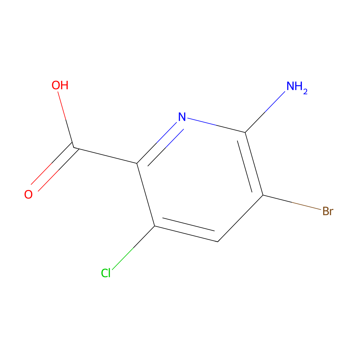 6-Amino-5-bromo-3-chloropyridine-2-carboxylic acid molecular structure, CAS 2010955-37-8
