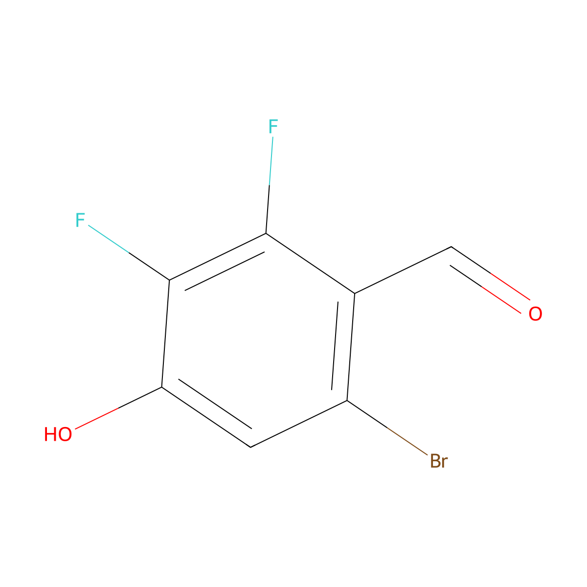 6-Bromo-2,3-difluoro-4-hydroxybenzaldehyde molecular structure, CAS 2010955-48-1