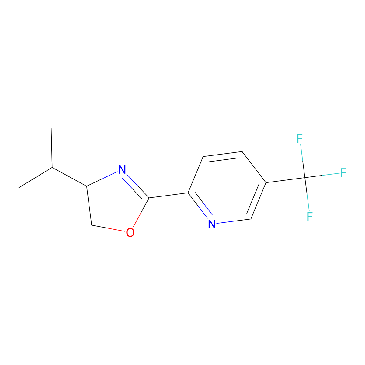 (R)-4-Isopropyl-2-(5-(trifluoromethyl)pyridin-2-yl)-4,5-dihydrooxazole molecular structure, CAS 2010973-00-7