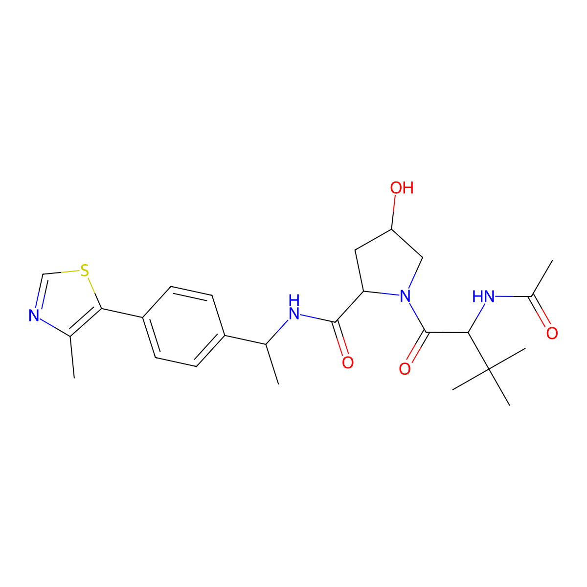 (2S,4R)-1-[(2S)-2-acetamido-3,3-dimethylbutanoyl]-4-hydroxy-N-[(1S)-1-[4-(4-methyl-1,3-thiazol-5-yl)phenyl]ethyl]pyrrolidine-2-carboxamide molecular structure, CAS 2010986-87-3