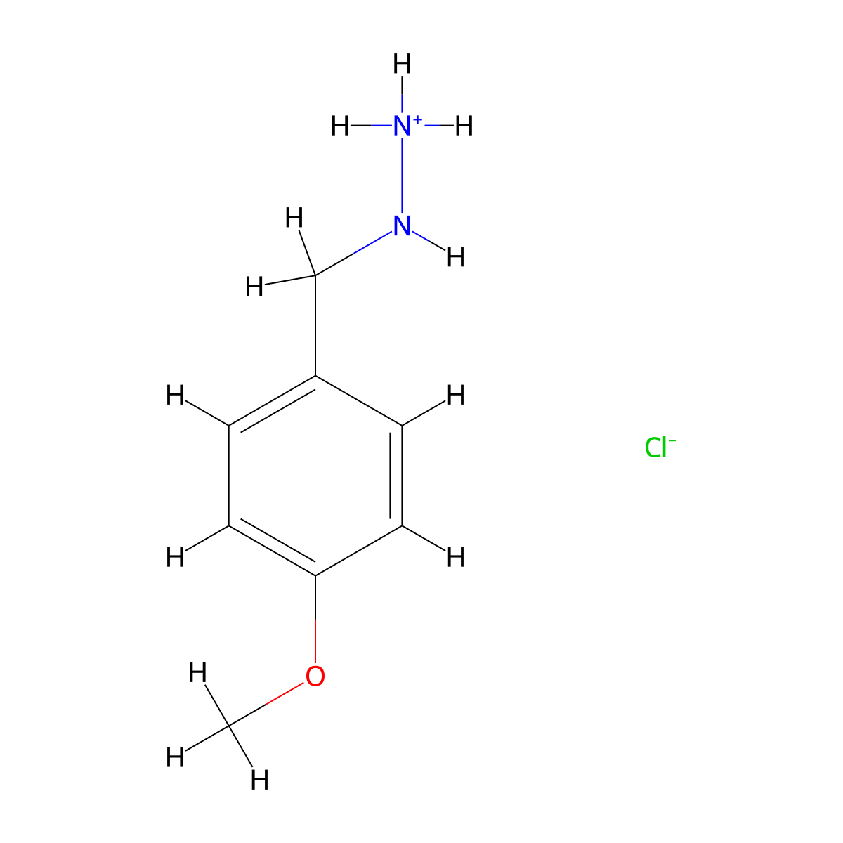 HYDRAZINE, p-METHOXYBENZYL-, HYDROCHLORIDE molecular structure, CAS 2011-48-5