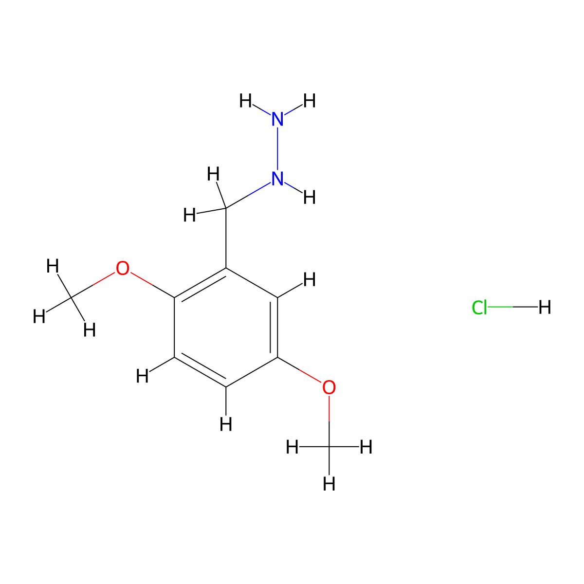 (2,5-Dimethoxybenzyl)hydrazine hydrochloride molecular structure, CAS 2011-49-6
