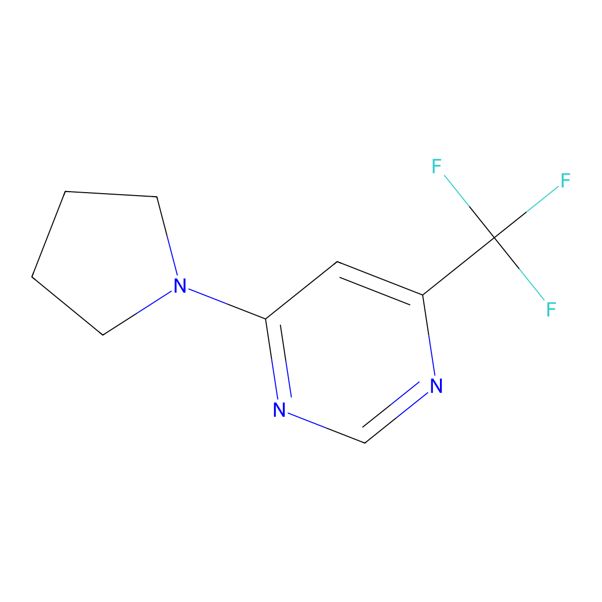 4-(Pyrrolidin-1-yl)-6-(trifluoromethyl)pyrimidine molecular structure, CAS 2011013-79-7