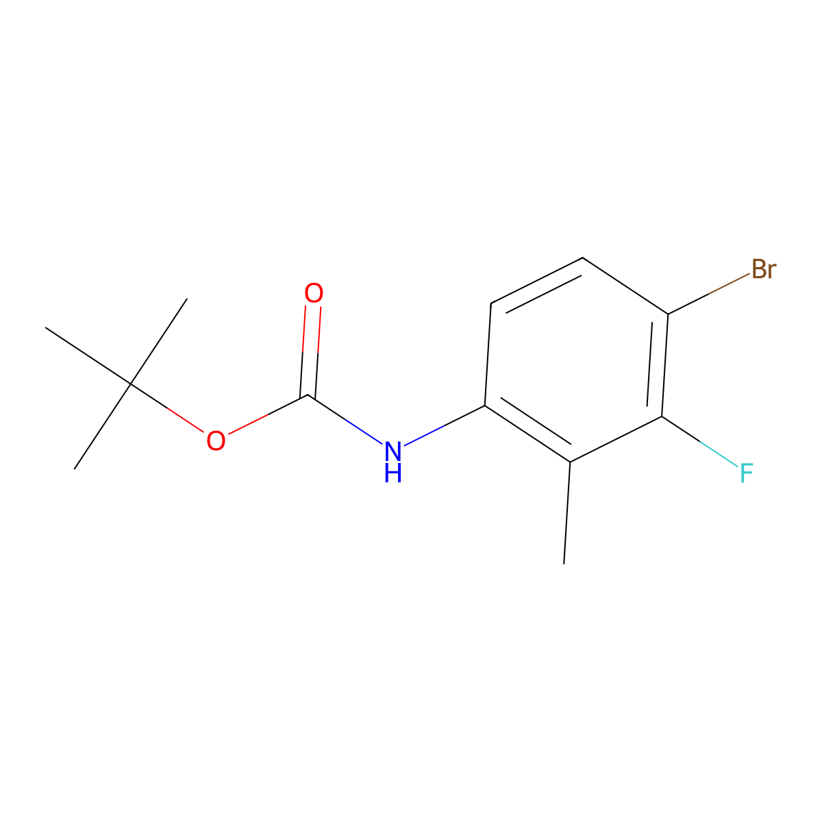 tert-butyl N-(4-bromo-3-fluoro-2-methylphenyl)carbamate molecular structure, CAS 2011078-11-6