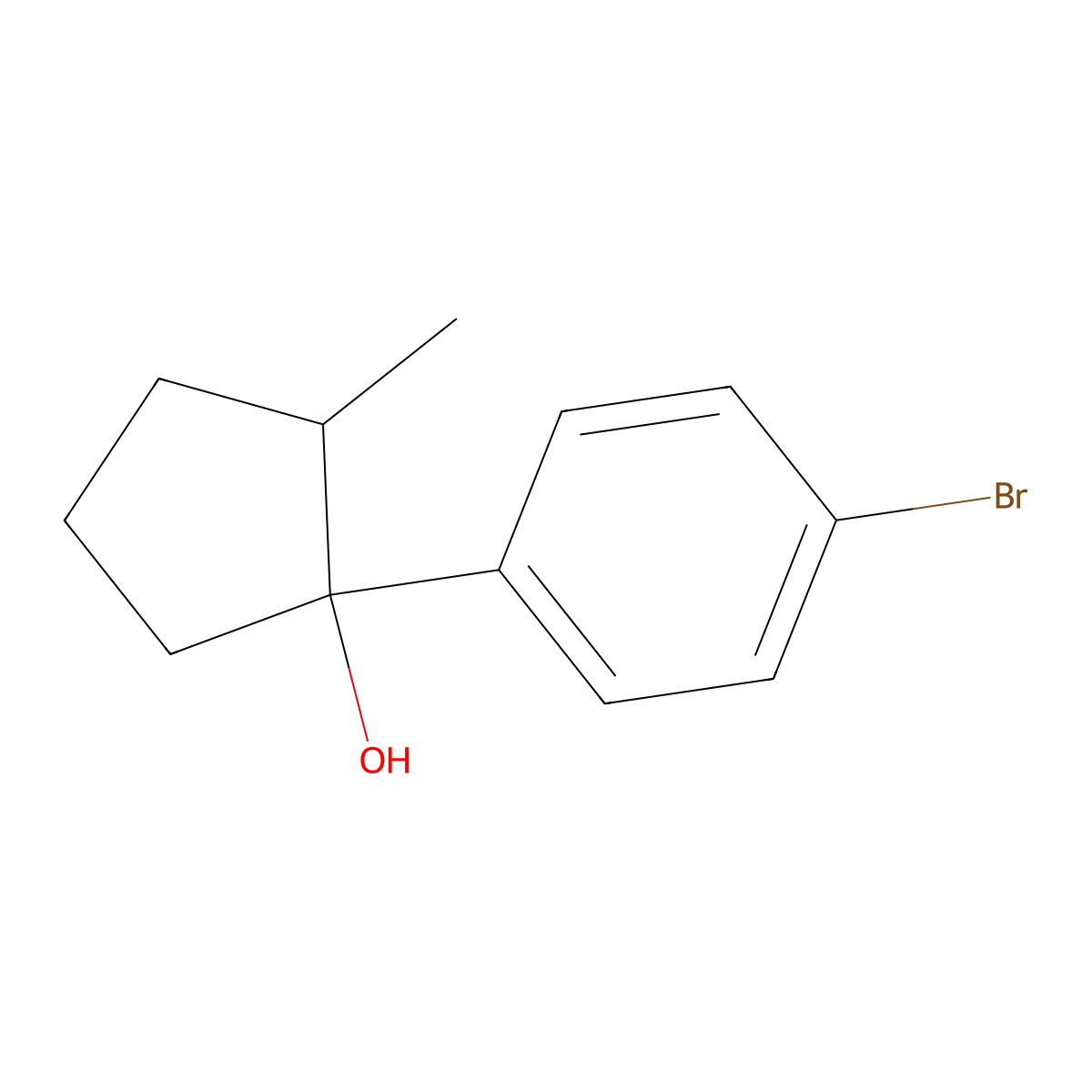 1-(4-Bromophenyl)-2-methylcyclopentan-1-ol molecular structure, CAS 2011098-85-2