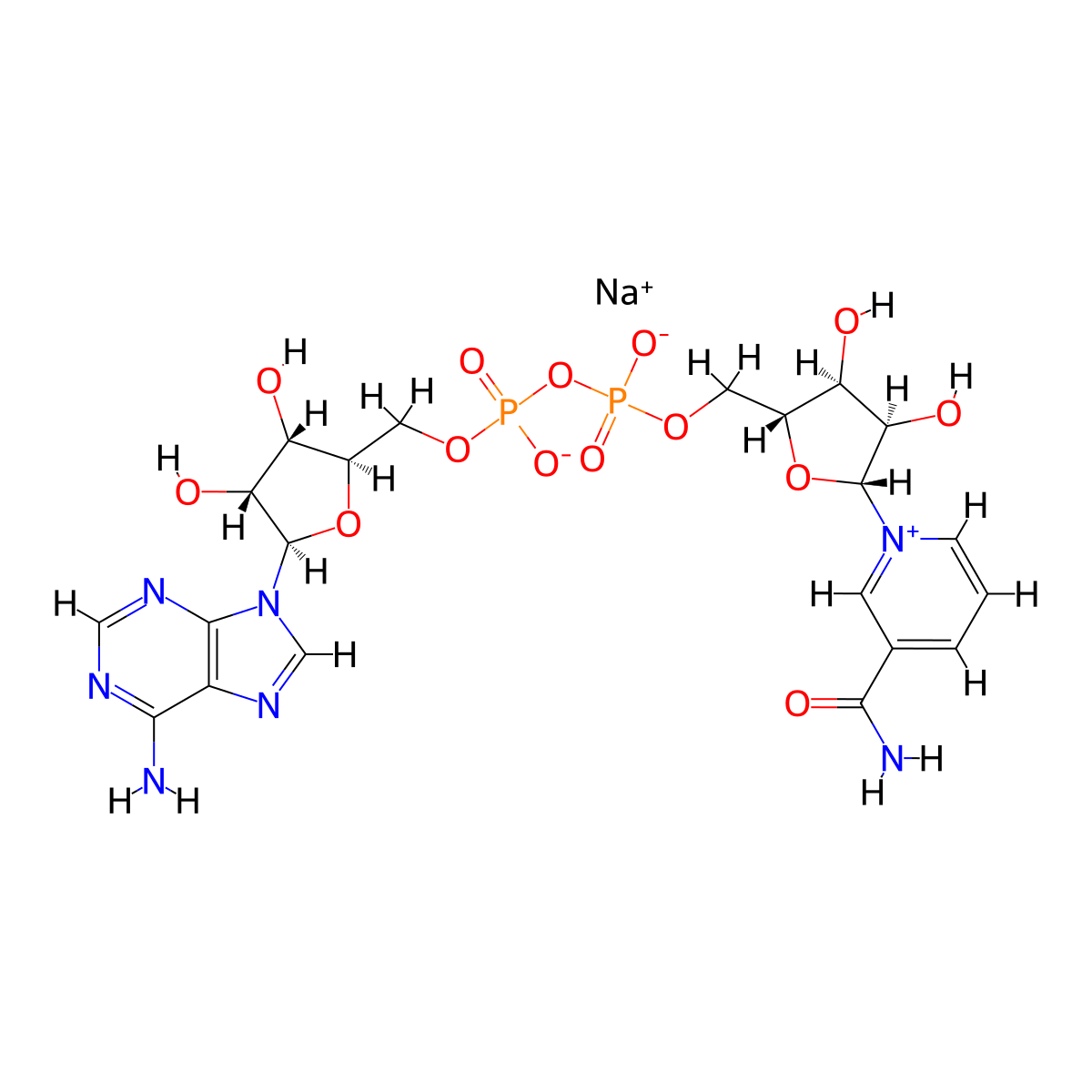beta-Nicotinamide adenine dinucleotide sodium salt from Saccharomyces cerevisiae molecular structure, CAS 20111-18-6