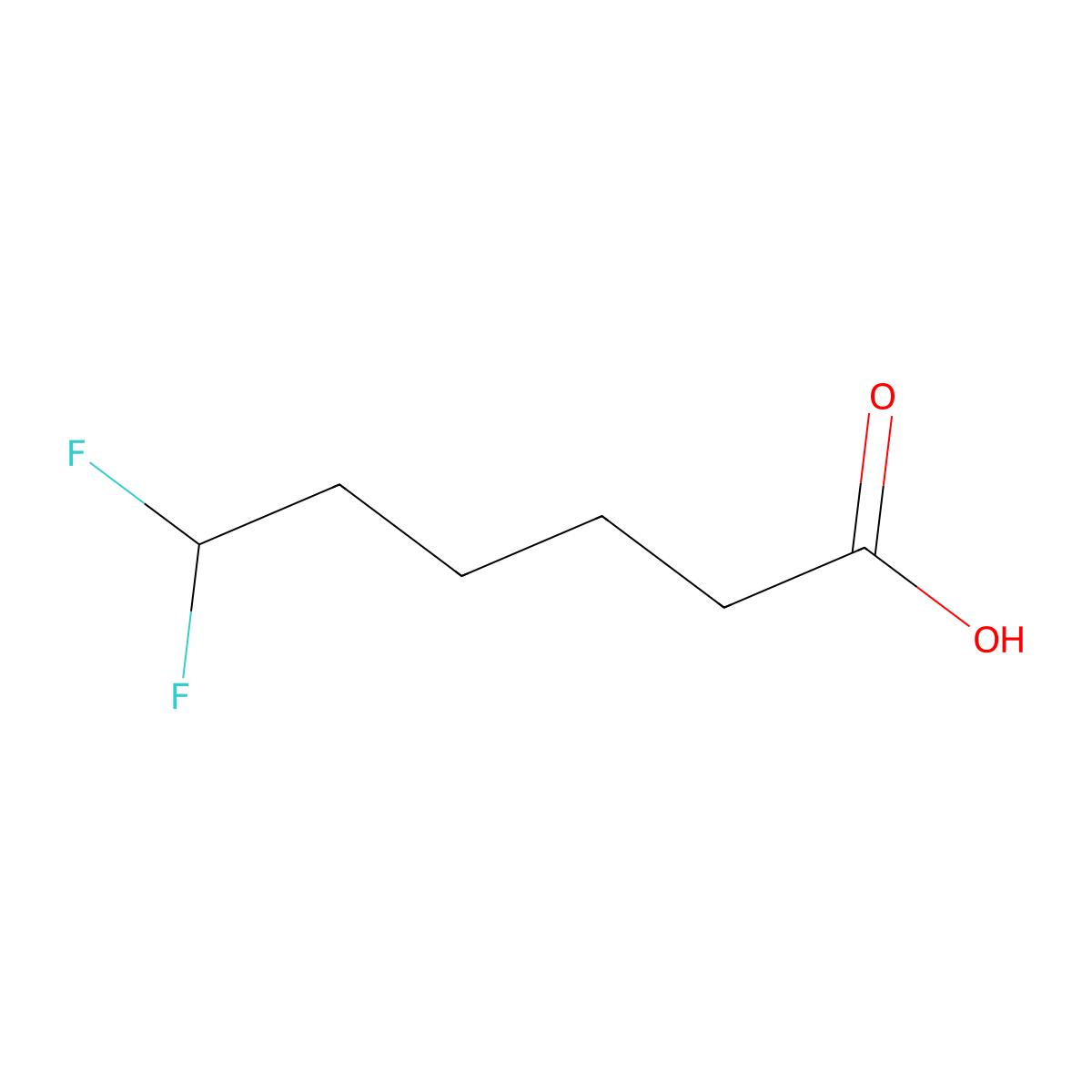 6,6-Difluorohexanoic acid molecular structure, CAS 2011337-12-3