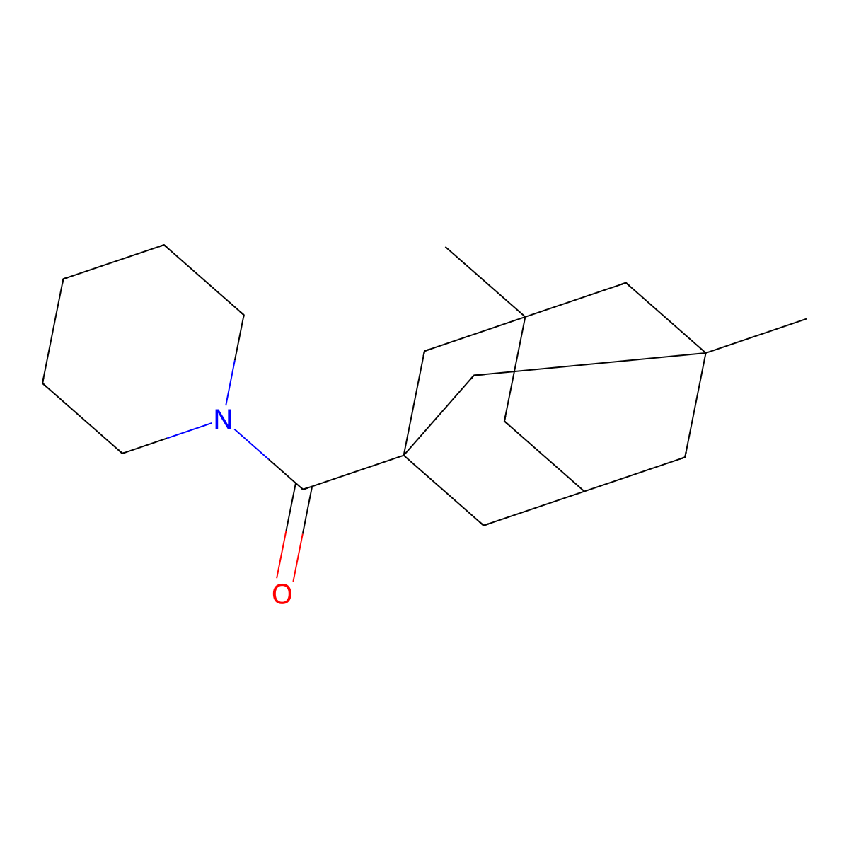 1-[(3,5-Dimethyl-1-adamantyl)carbonyl]piperidine molecular structure, CAS 201138-10-5