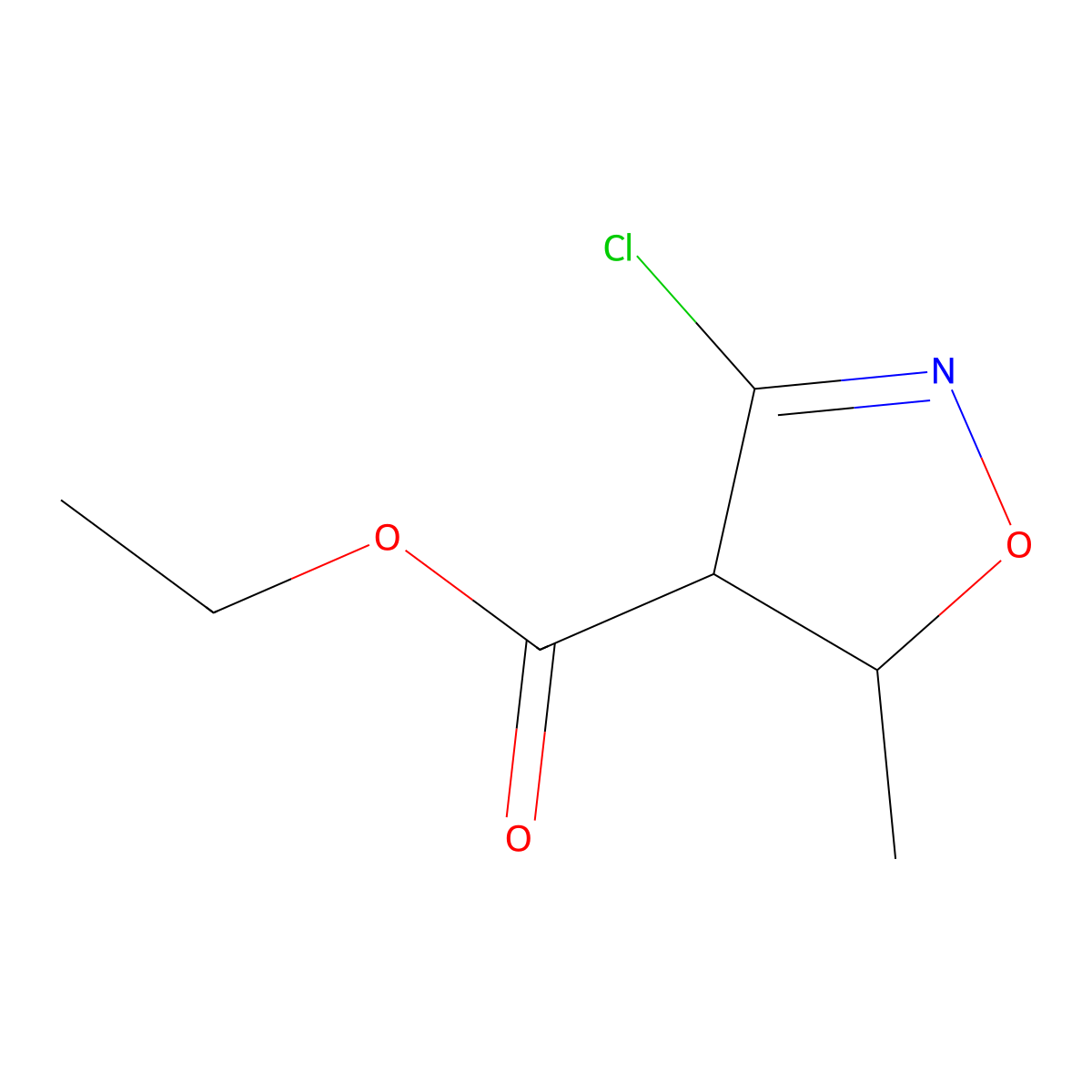 Ethyl 3-chloro-5-methyl-4,5-dihydro-1,2-oxazole-4-carboxylate molecular structure, CAS 201138-38-7