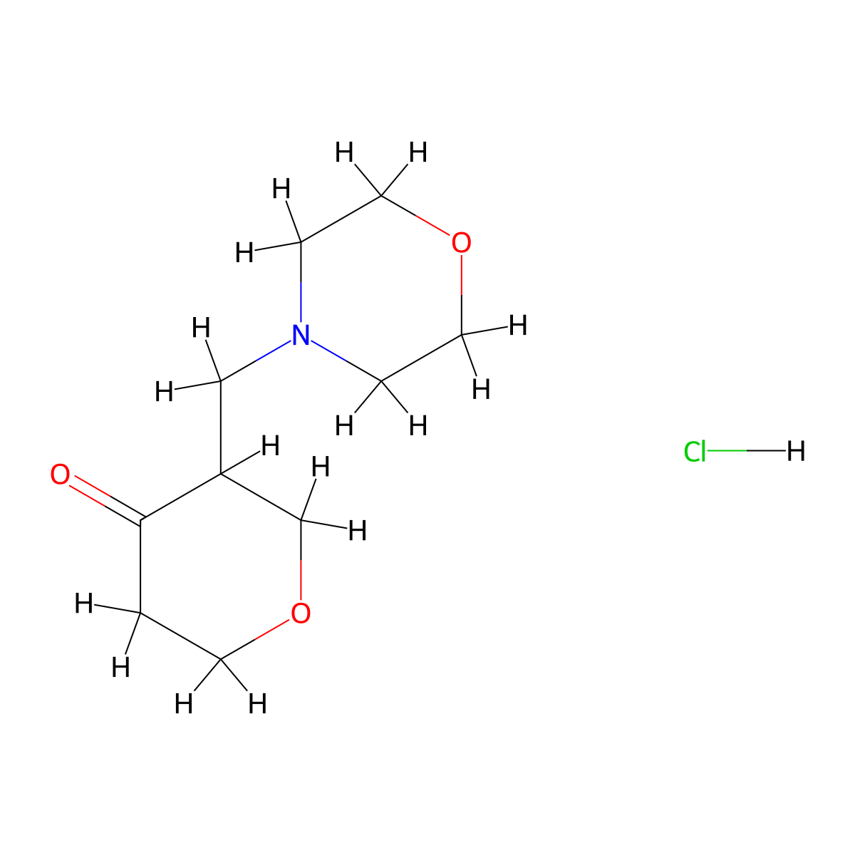 3-(Morpholin-4-ylmethyl)oxan-4-one hydrochloride molecular structure, CAS 201145-61-1