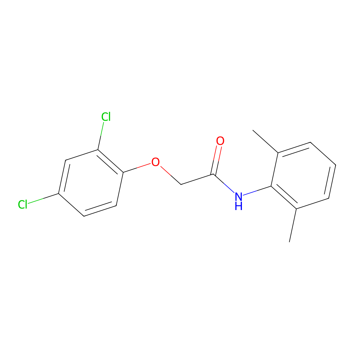2-(2,4-dichlorophenoxy)-N-(2,6-dimethylphenyl)acetamide molecular structure, CAS 201160-68-1