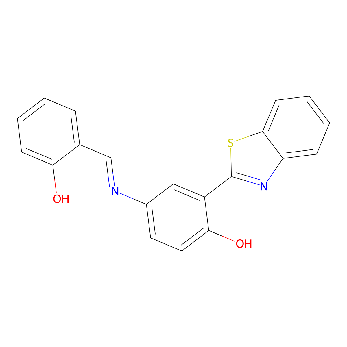 (E)-2-(benzo[d]thiazol-2-yl)-4-((2-hydroxybenzylidene)amino)phenol molecular structure, CAS 201160-71-6