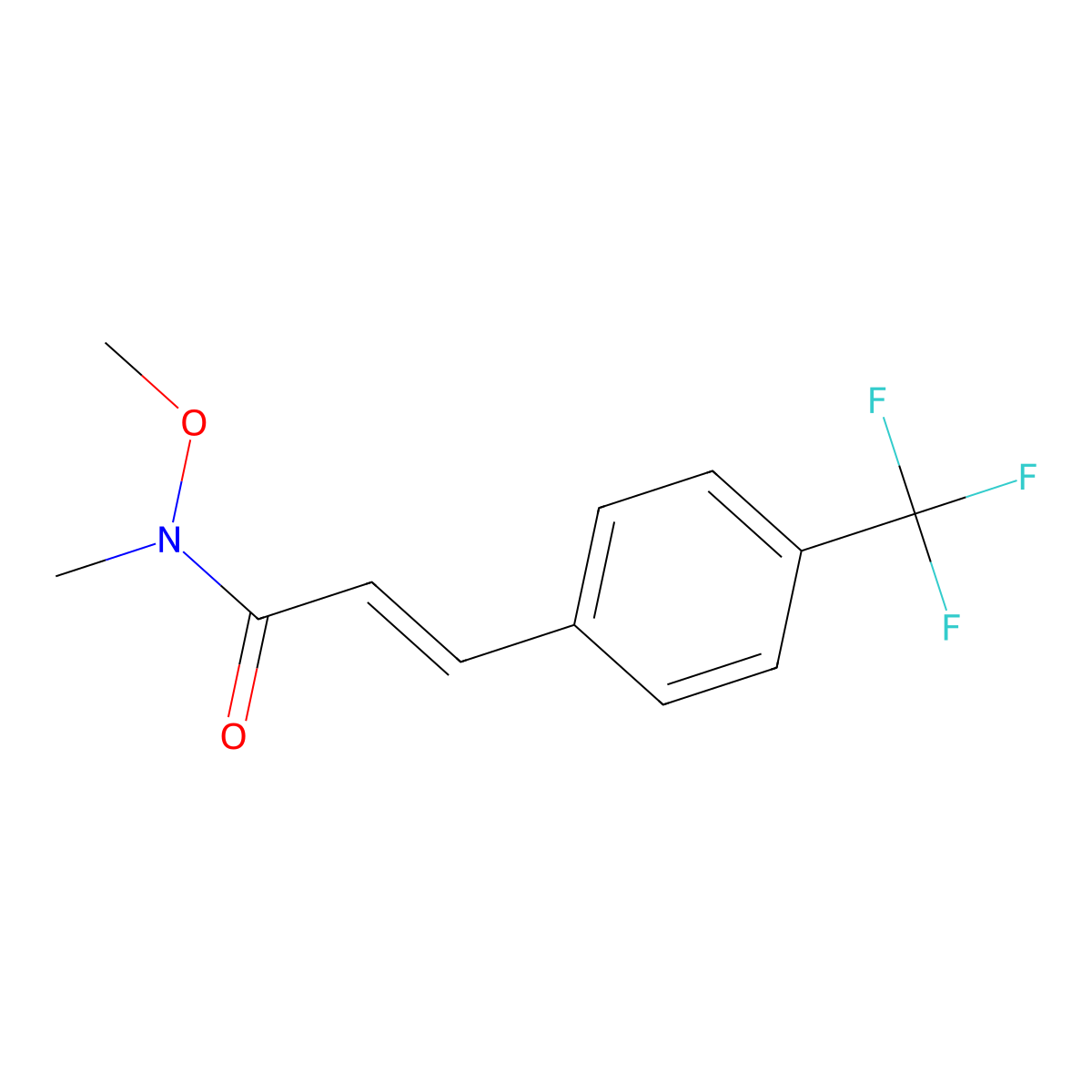 (2E)-N-Methoxy-N-methyl-3-[4-(trifluoromethyl)phenyl]prop-2-enamide molecular structure, CAS 201164-14-9