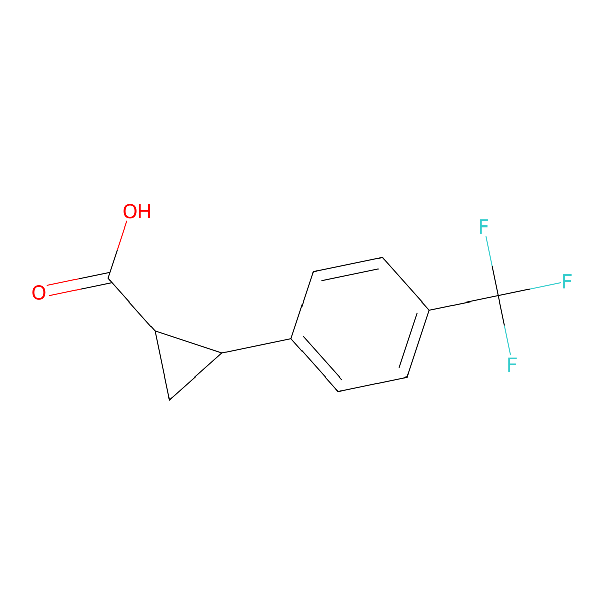 rac-(1R,2R)-2-[4-(trifluoromethyl)phenyl]cyclopropane-1-carboxylic acid molecular structure, CAS 201164-18-3
