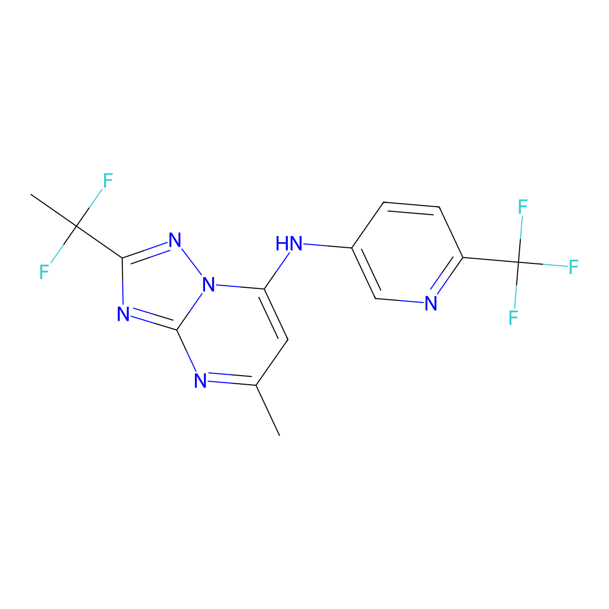 2-(1,1-Difluoroethyl)-5-Methyl-N-[6-(Trifluoromethyl)pyridin-3-Yl][1,2,4]triazolo[1,5-A]pyrimidin-7-Amine molecular structure, CAS 2011769-21-2
