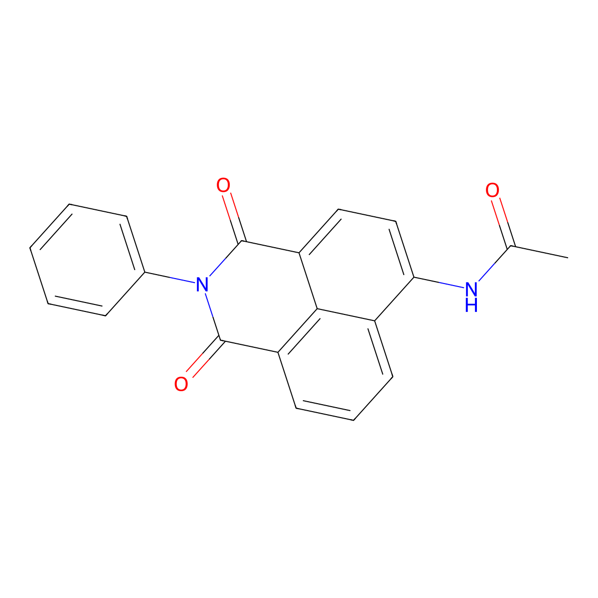 N-(2,3-Dihydro-1,3-dioxo-2-phenyl-1H-benz(de)isoquinolin-6-yl)acetamide molecular structure, CAS 20119-29-3