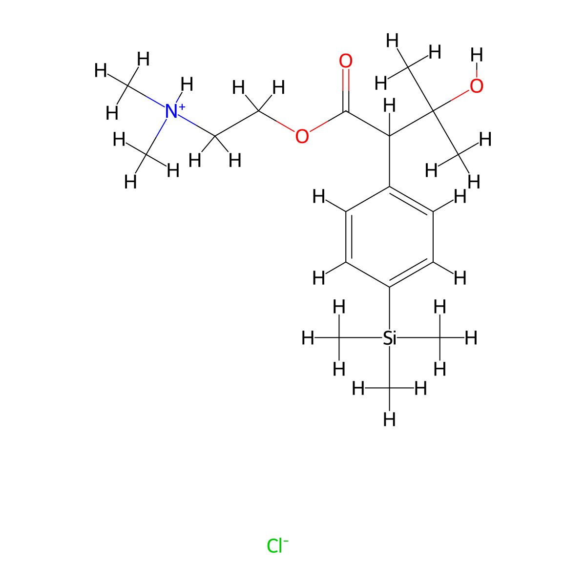 Butyric acid, 3-hydroxy-3-methyl-2-(p-(trimethylsilyl)phenyl)-, 2-(dimethylamino)ethyl ester, hydrochloride molecular structure, CAS 20119-48-6
