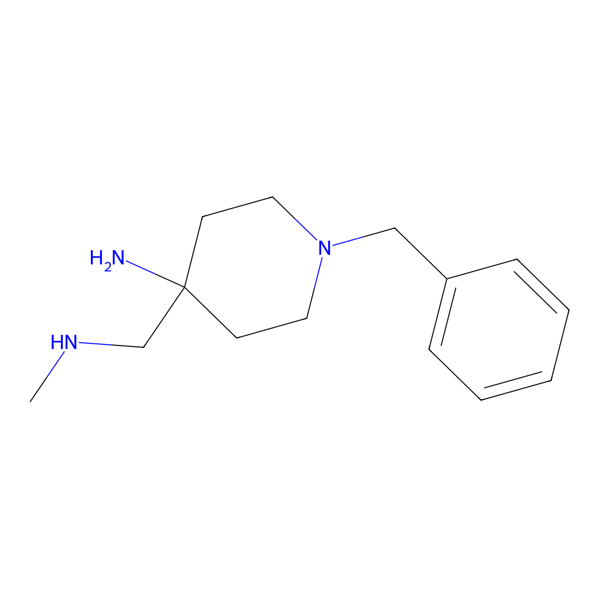 1-Benzyl-4-[(methylamino)methyl]piperidin-4-amine molecular structure, CAS 2011956-45-7