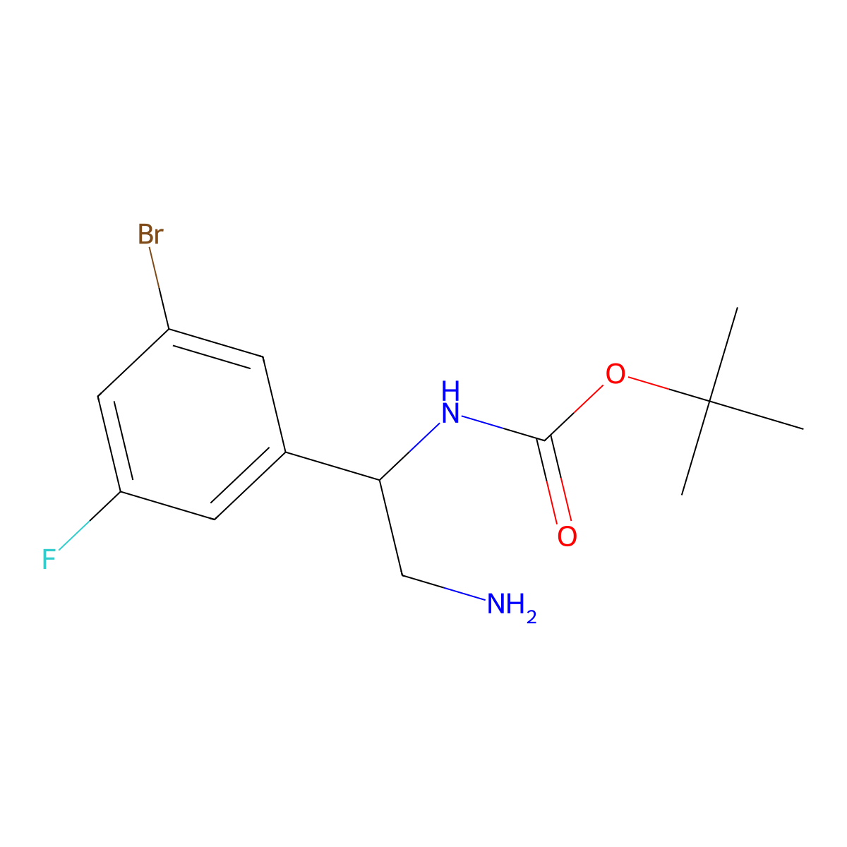 tert-butyl N-[2-amino-1-(3-bromo-5-fluorophenyl)ethyl]carbamate molecular structure, CAS 2011972-86-2
