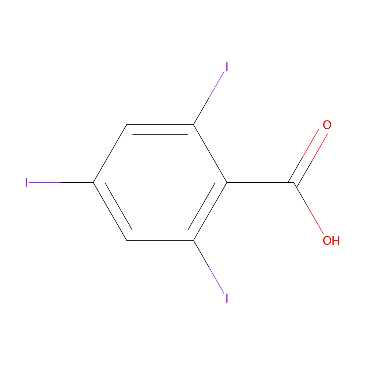 Benzoic acid, 2,4,6-triiodo- molecular structure, CAS 2012-31-9
