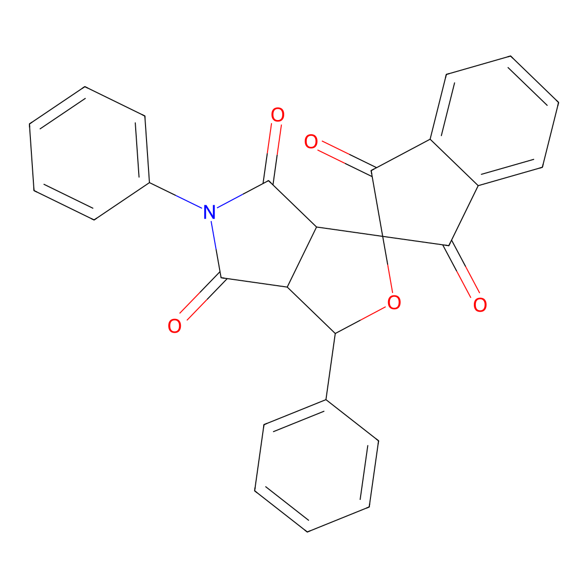 3,5-diphenyl-3a,6a-dihydrospiro[furo[3,4-c]pyrrole-1,2'-indene]-1',3',4,6(3H,5H)-tetrone molecular structure, CAS 201206-66-8