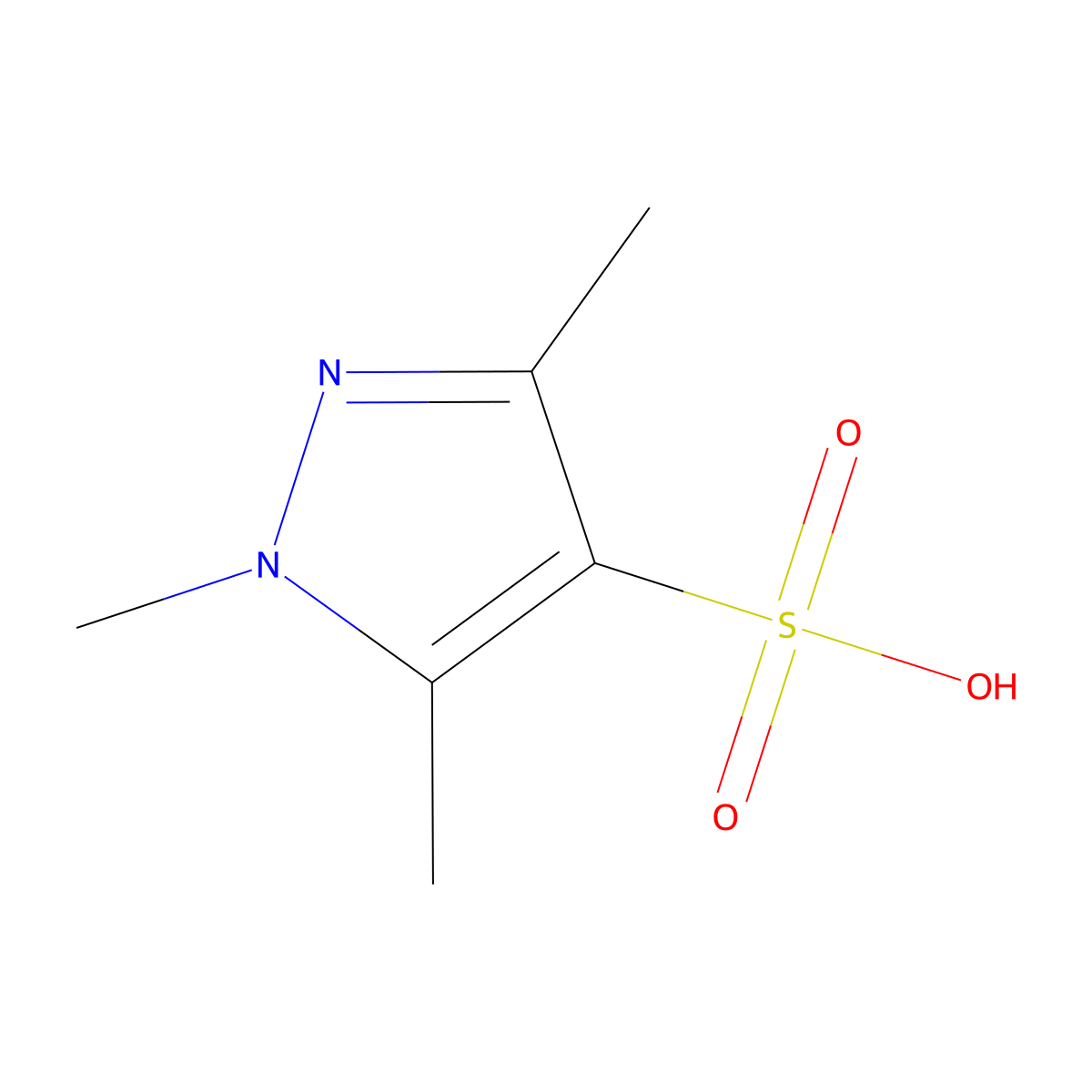 1,3,5-Trimethyl-1H-pyrazole-4-sulfonic acid molecular structure, CAS 201207-66-1