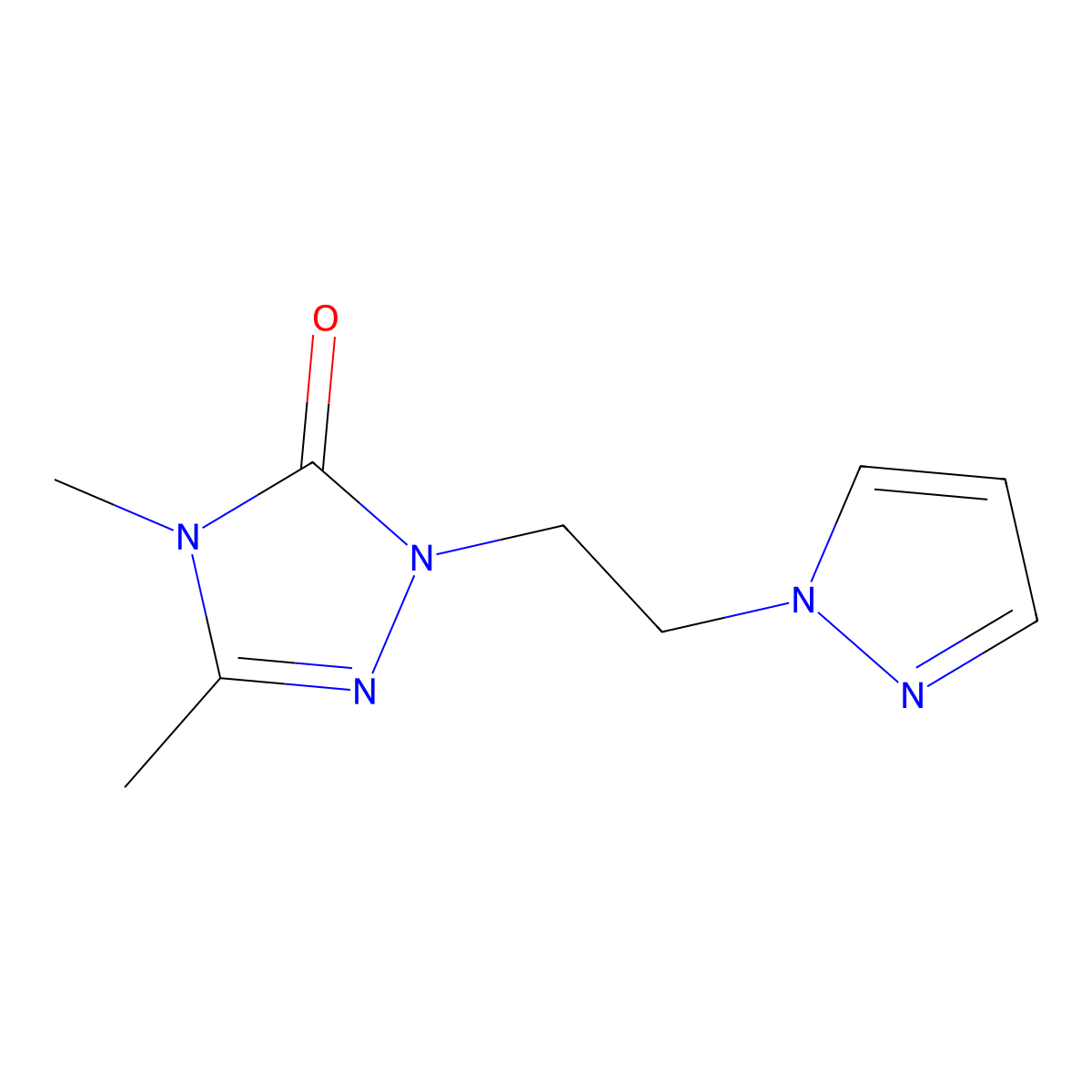 3,4-dimethyl-1-[2-(1H-pyrazol-1-yl)ethyl]-4,5-dihydro-1H-1,2,4-triazol-5-one molecular structure, CAS 2012113-24-3
