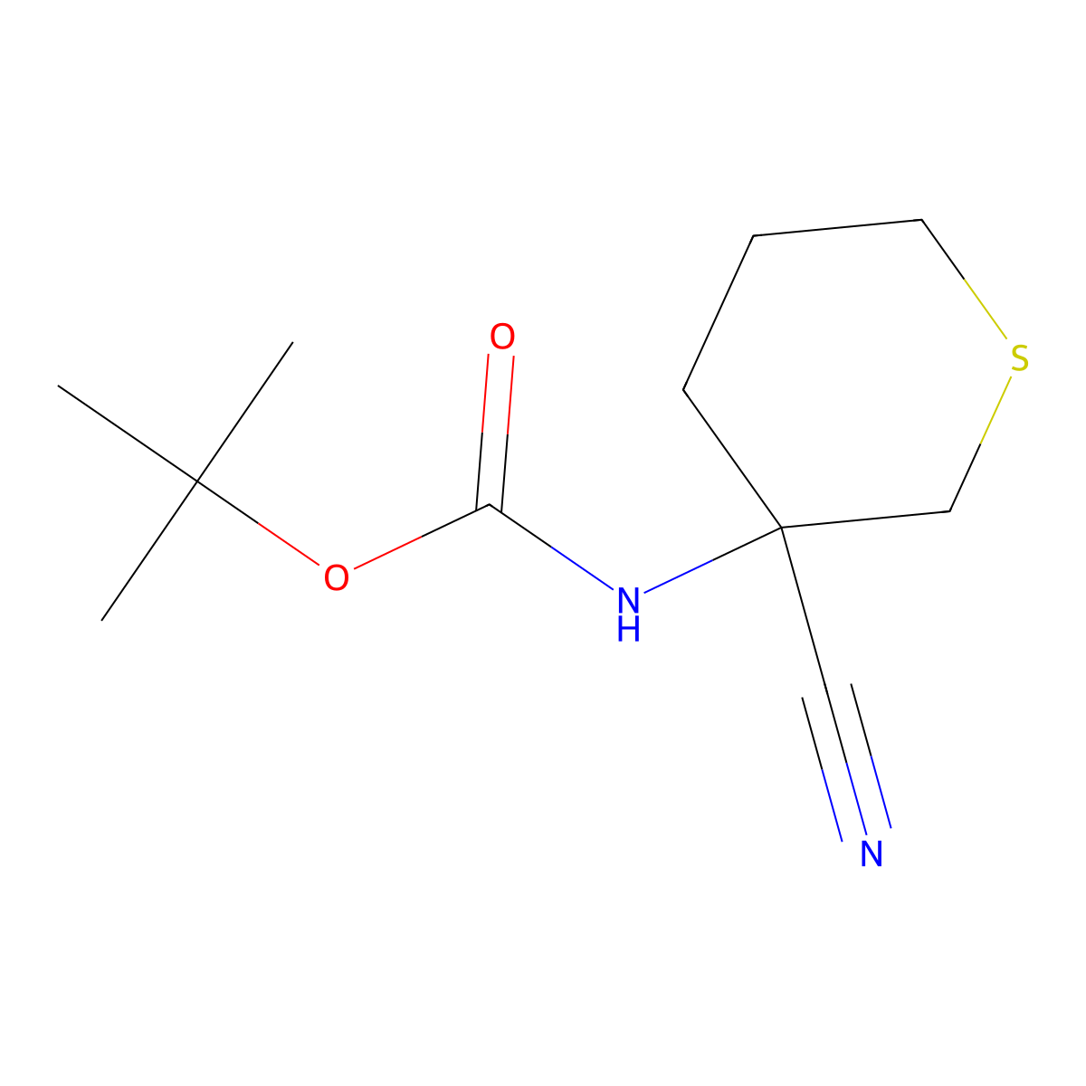 tert-butyl N-(3-cyanothian-3-yl)carbamate molecular structure, CAS 2012158-51-7