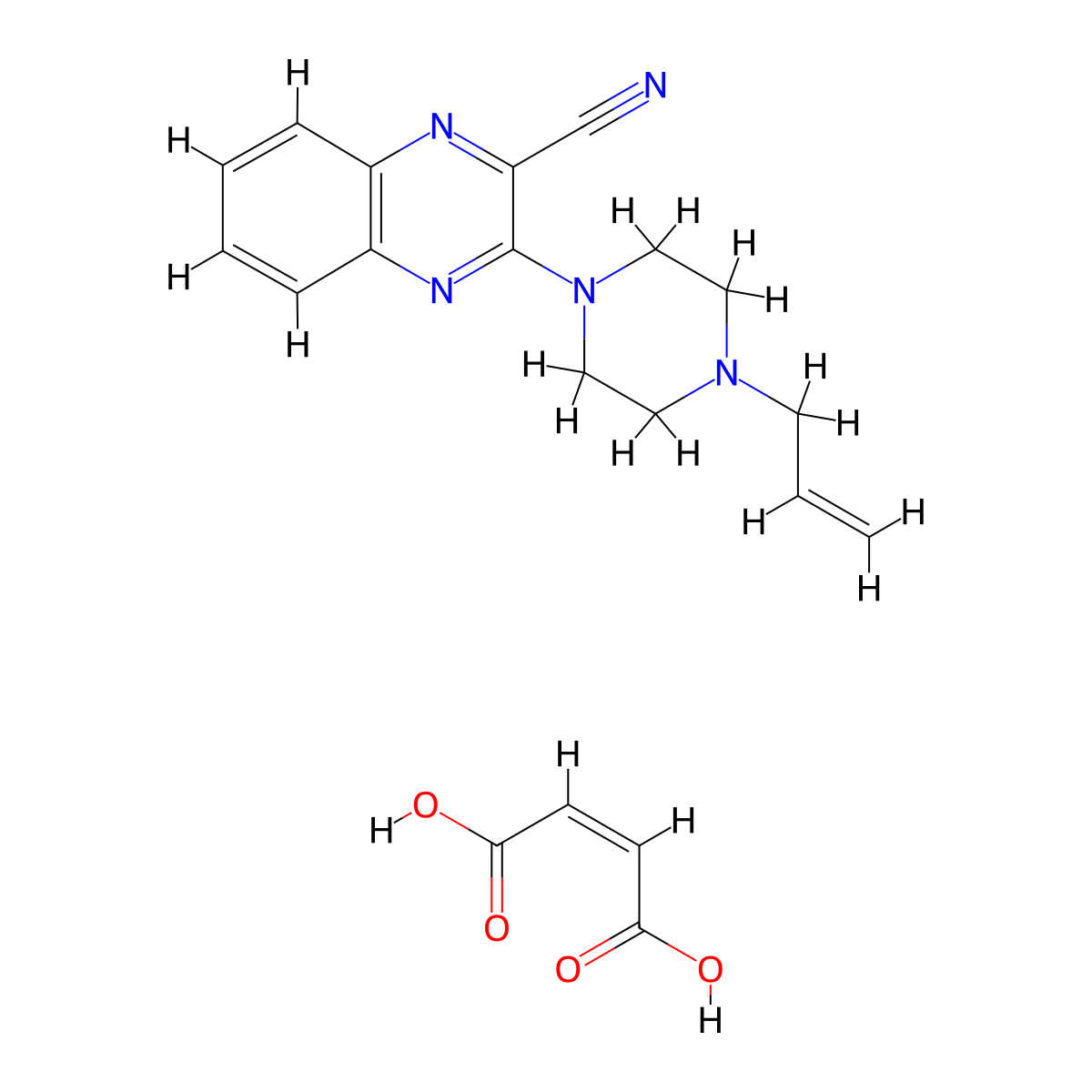 3-(4-Allylpiperazin-1-YL)-2-quinoxalinecarbonitrile maleate molecular structure, CAS 201216-42-4