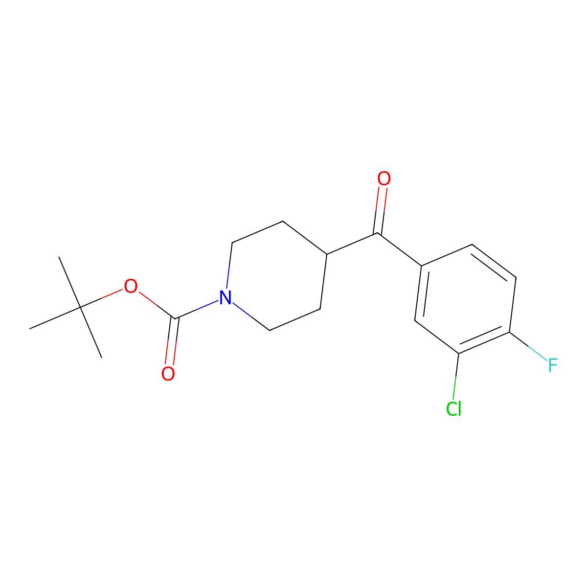 1,1-Dimethylethyl 4-(3-chloro-4-fluorobenzoyl)-1-piperidinecarboxylate molecular structure, CAS 2012162-65-9