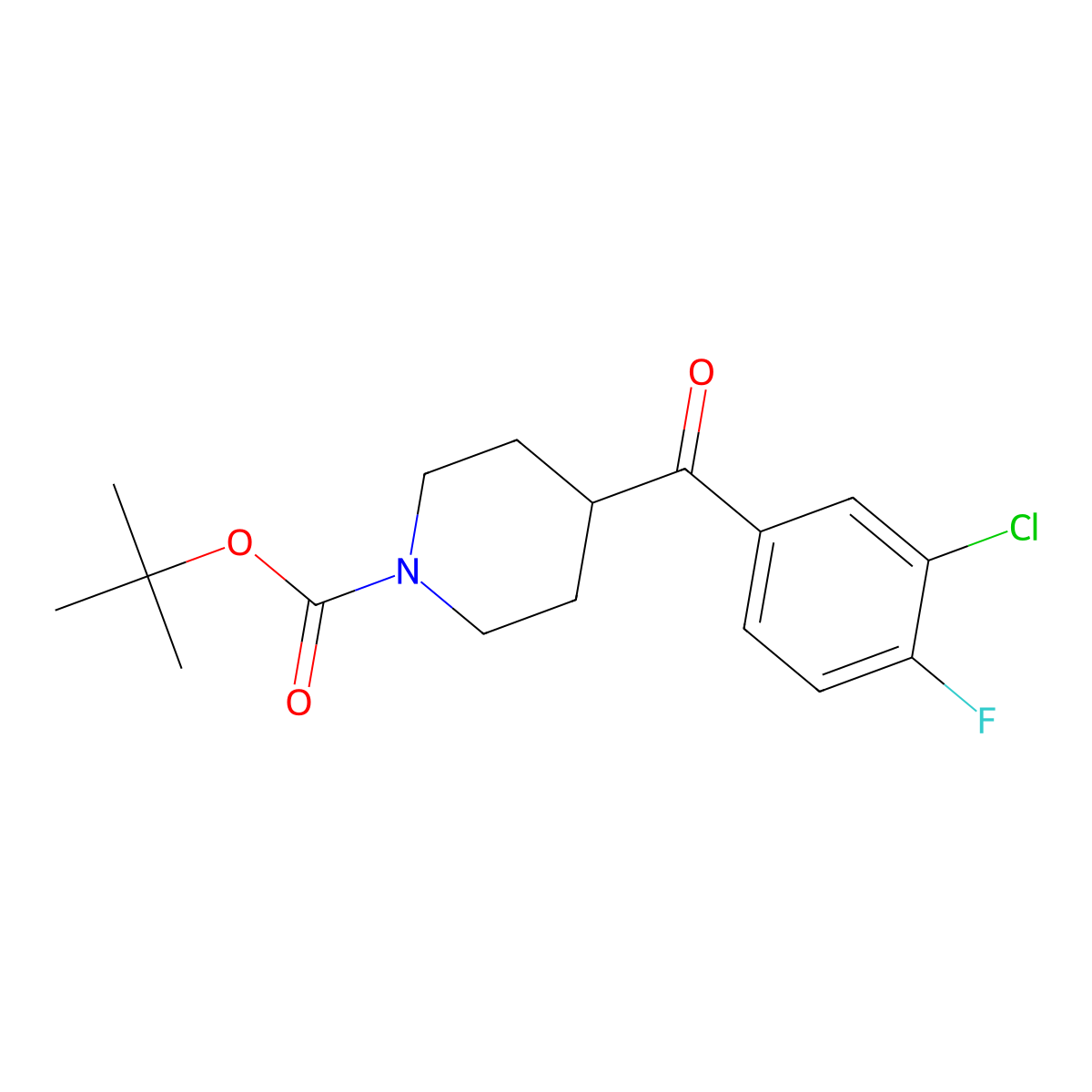 1,1-Dimethylethyl 4-(3-chloro-4-fluorobenzoyl)-1-piperidinecarboxylate molecular structure, CAS 2012162-65-9