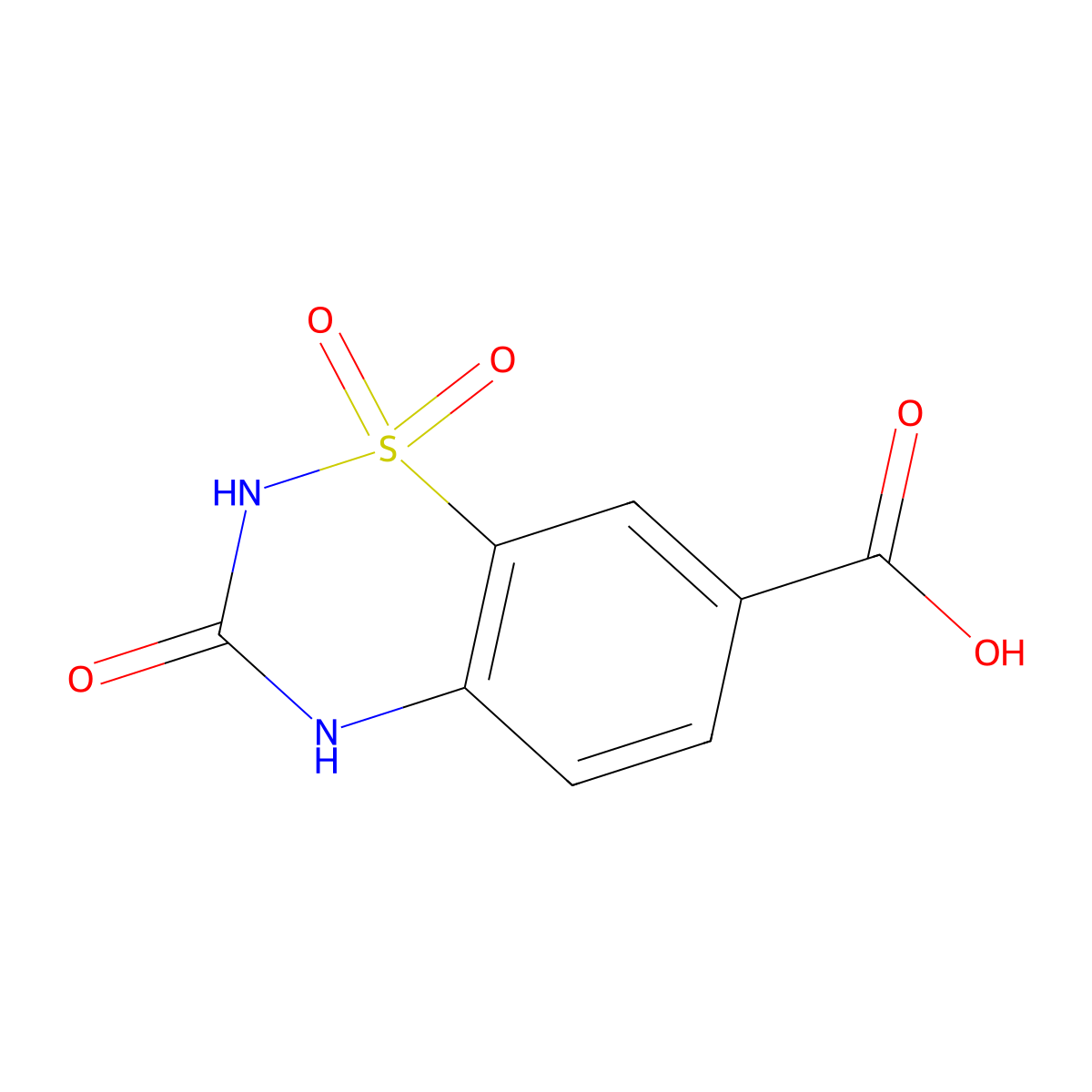 3-oxo-3,4-dihydro-2H-1,2,4-benzothiadiazine-7-carboxylic acid 1,1-dioxide molecular structure, CAS 201224-76-2