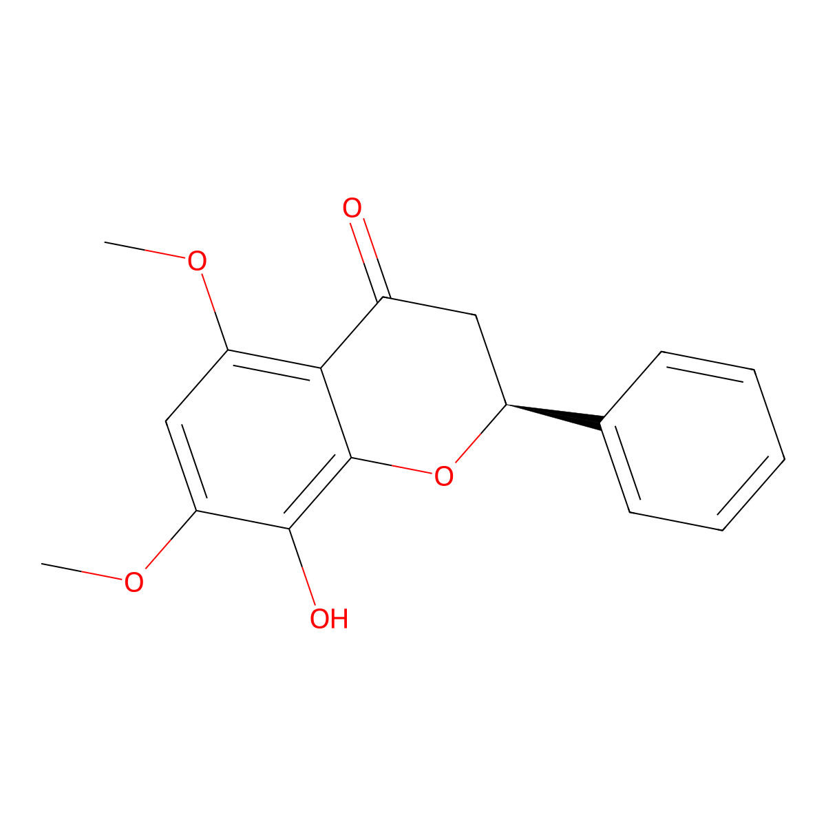 (2S)-8-hydroxy-5,7-dimethoxy-2-phenyl-2,3-dihydrochromen-4-one molecular structure, CAS 201230-40-2