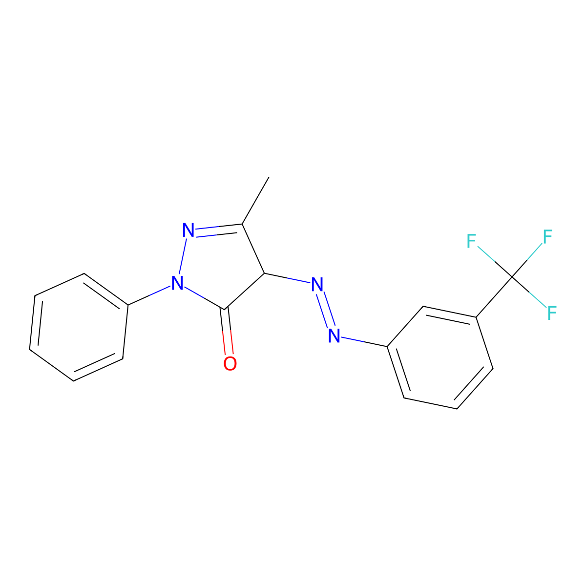 2,4-Dihydro-5-methyl-2-phenyl-4-[2-[3-(trifluoromethyl)phenyl]diazenyl]-3H-pyrazol-3-one molecular structure, CAS 20124-87-2