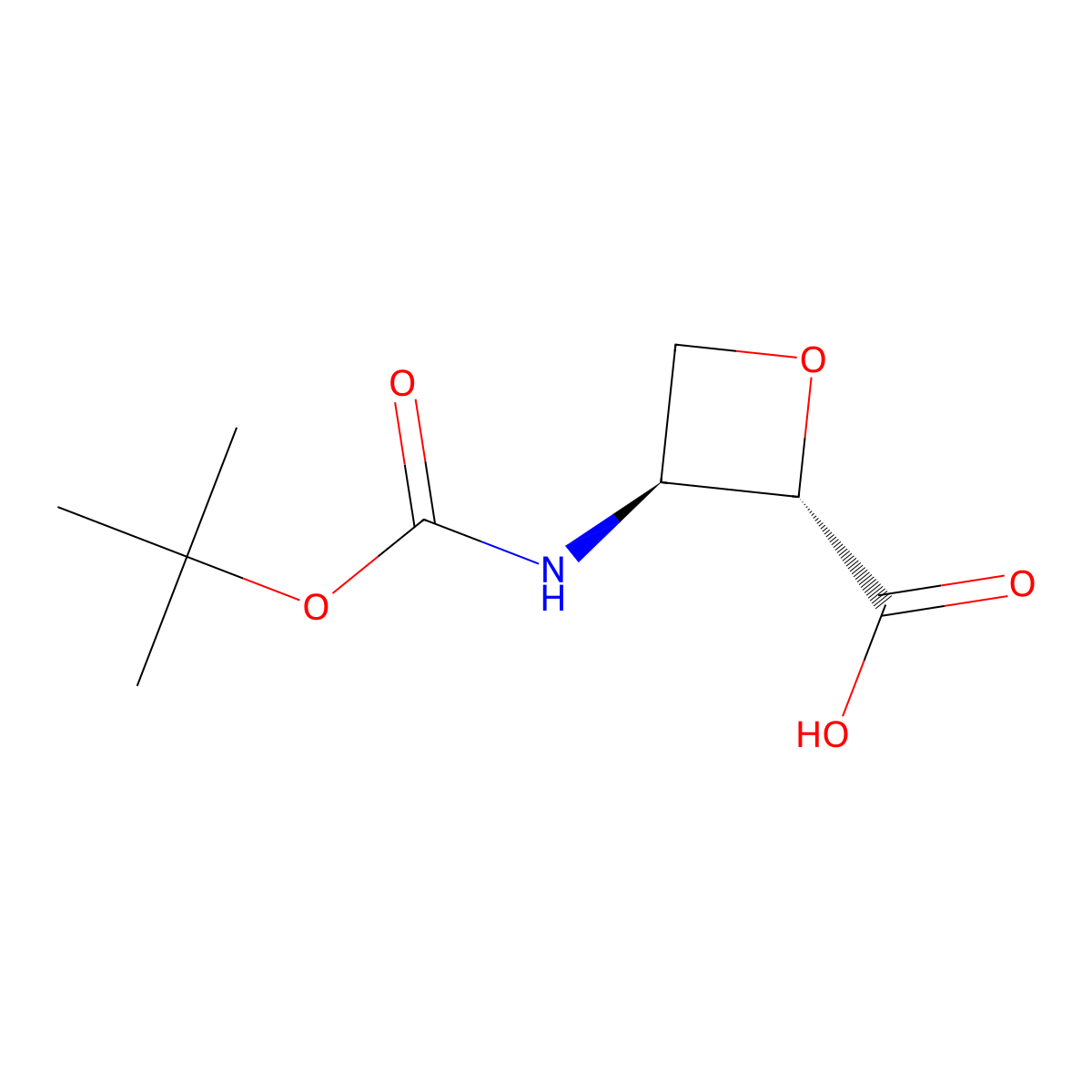 (2S,3S)-3-((Tert-butoxycarbonyl)amino)oxetane-2-carboxylic acid molecular structure, CAS 2012574-78-4