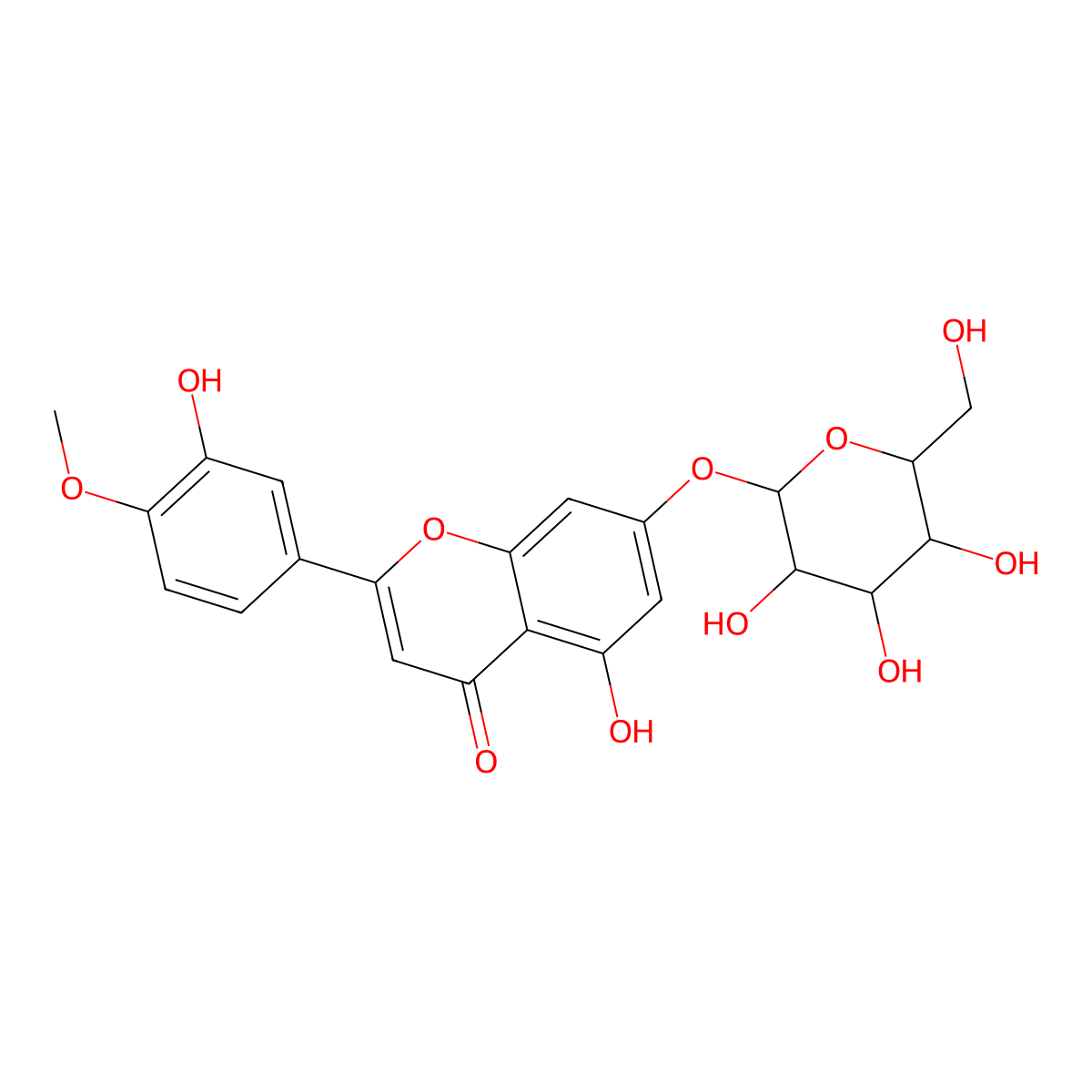 Diosmetin 7-O-beta-D-glucoside molecular structure, CAS 20126-59-4