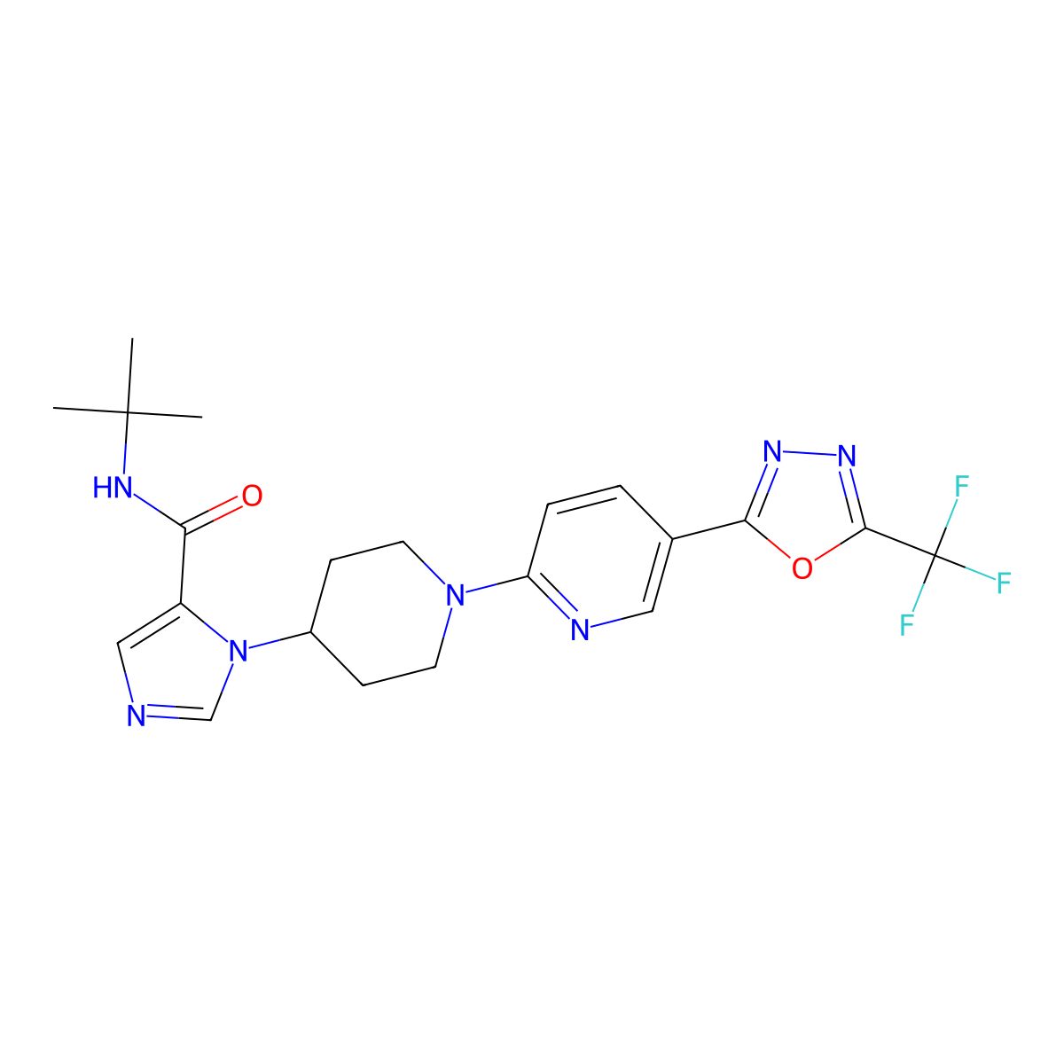 N-Tert-Butyl-1-(1-{5-[5-(Trifluoromethyl)-1,3,4-Oxadiazol-2-Yl]pyridin-2-Yl}piperidin-4-Yl)-1h-Imidazole-5-Carboxamide molecular structure, CAS 2012607-27-9