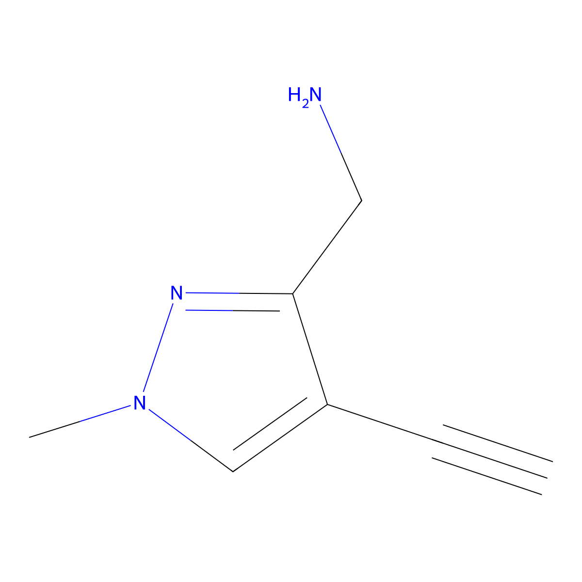 (4-ethynyl-1-methyl-1H-pyrazol-3-yl)methanamine molecular structure, CAS 2012655-95-5