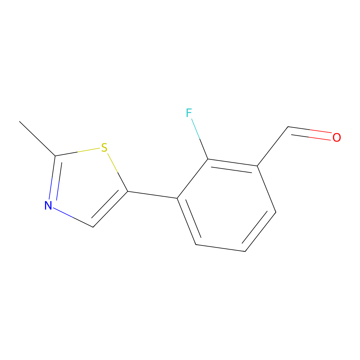 2-Fluoro-3-(2-methyl-1,3-thiazol-5-yl)benzaldehyde molecular structure, CAS 2012678-44-1