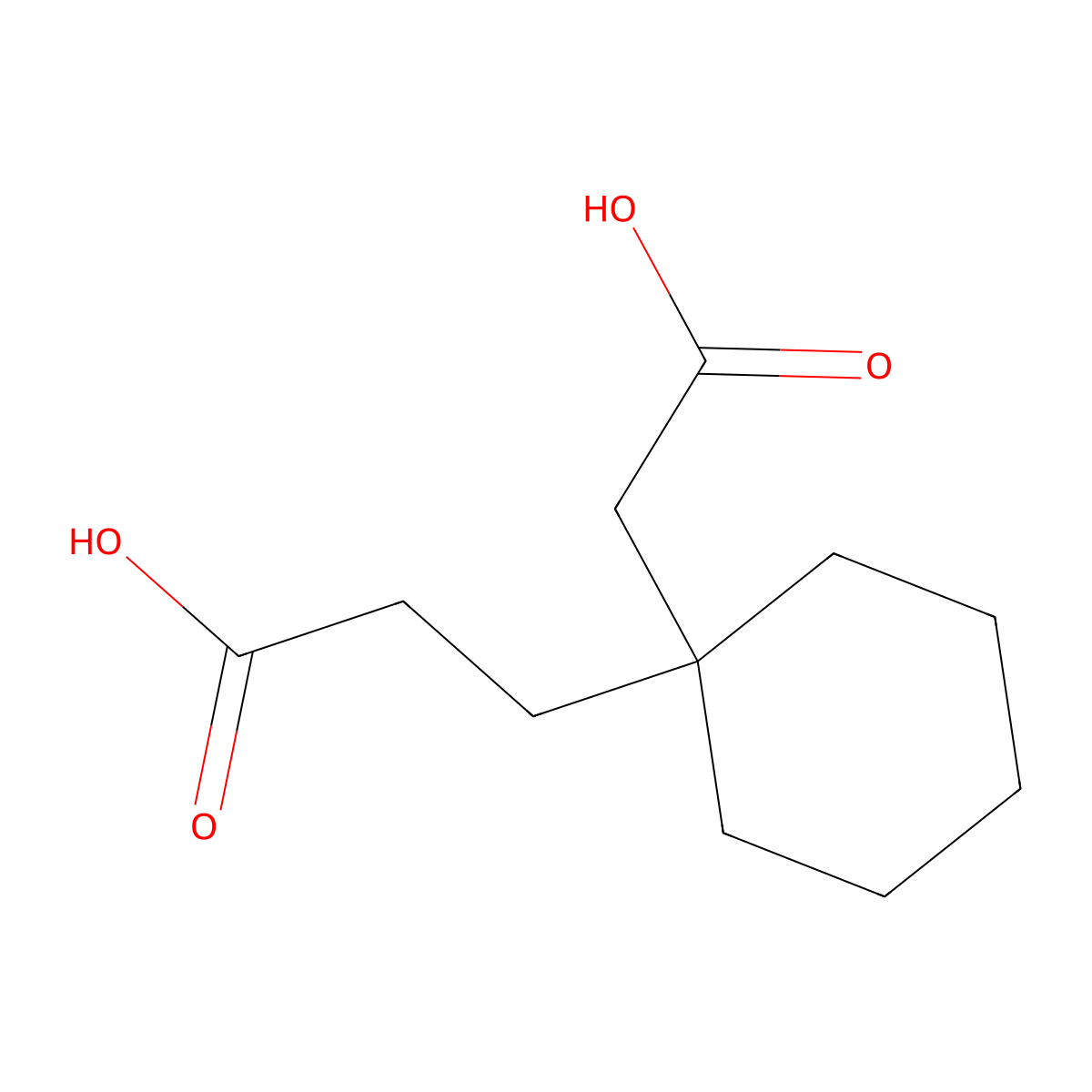 3-[1-(Carboxymethyl)cyclohexyl]propanoic acid molecular structure, CAS 20127-08-6