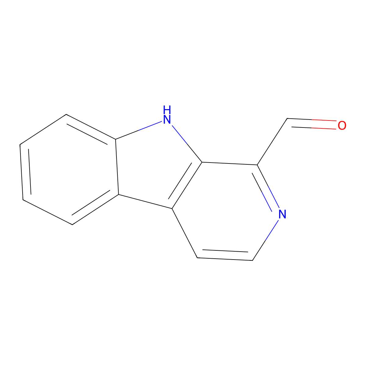 9H-pyrido(3,4-b)indole-1-carbaldehyde molecular structure, CAS 20127-63-3