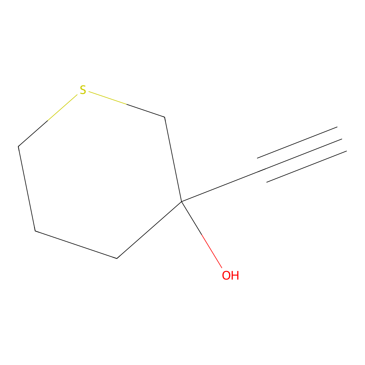 3-Ethynylthian-3-ol molecular structure, CAS 2012709-76-9