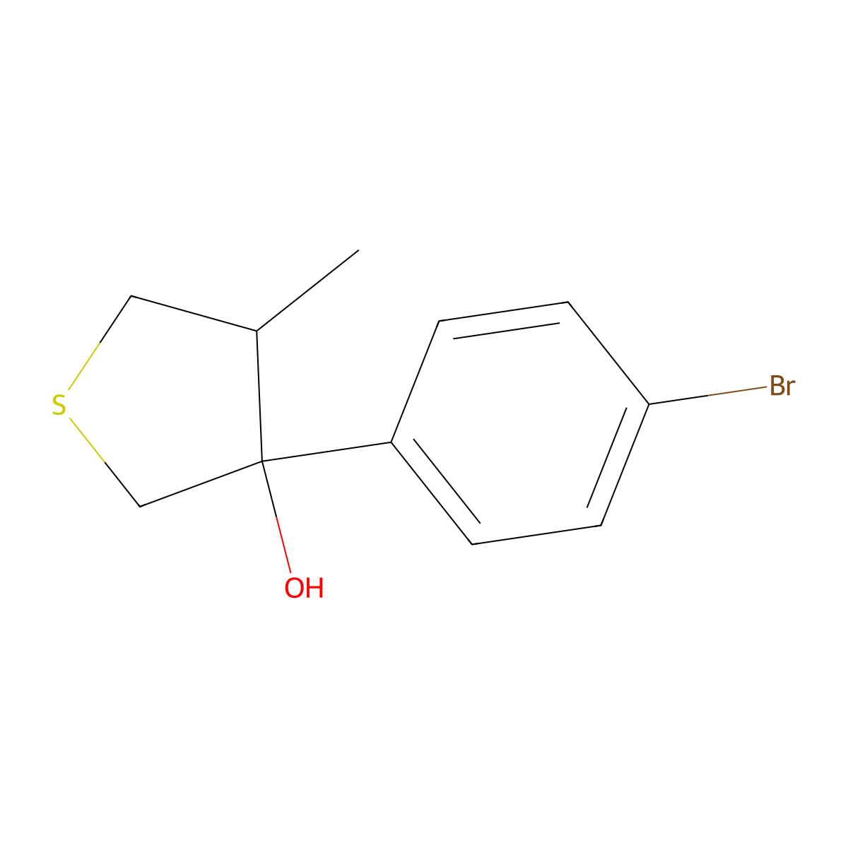 3-(4-Bromophenyl)-4-methylthiolan-3-ol molecular structure, CAS 2012736-56-8
