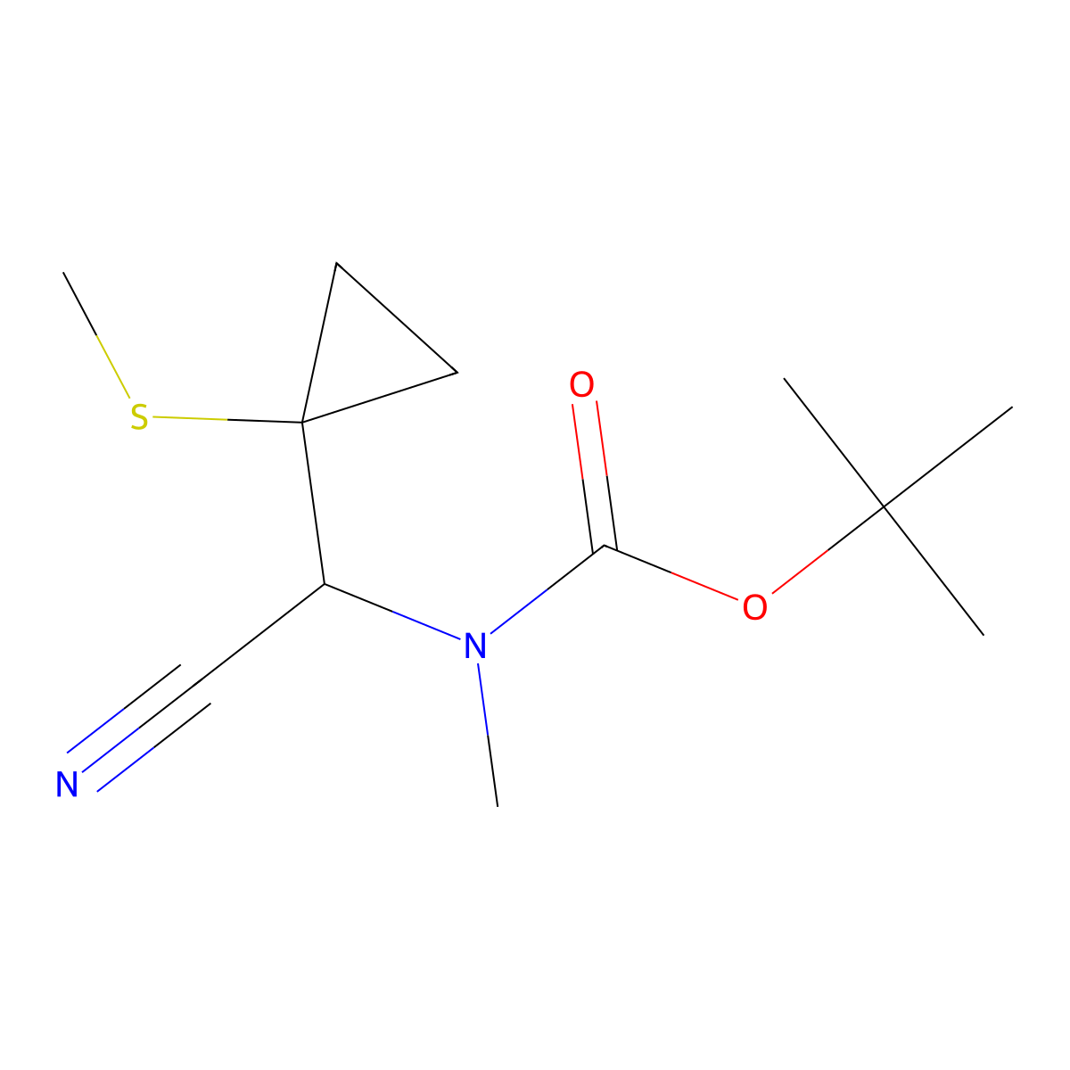 tert-butyl N-{cyano[1-(methylsulfanyl)cyclopropyl]methyl}-N-methylcarbamate molecular structure, CAS 2012738-89-3