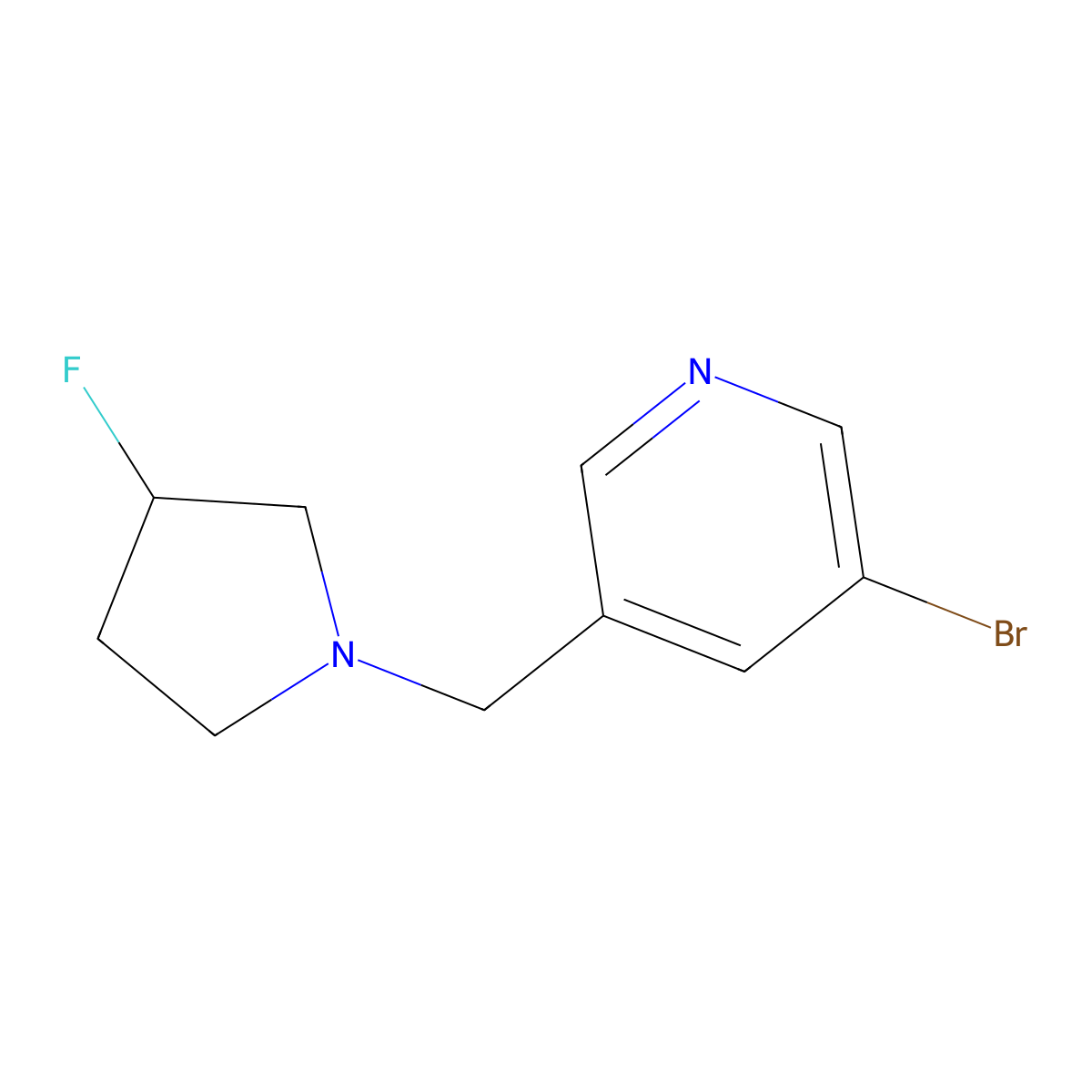 3-Bromo-5-[(3-fluoropyrrolidin-1-yl)methyl]pyridine molecular structure, CAS 2012774-78-4