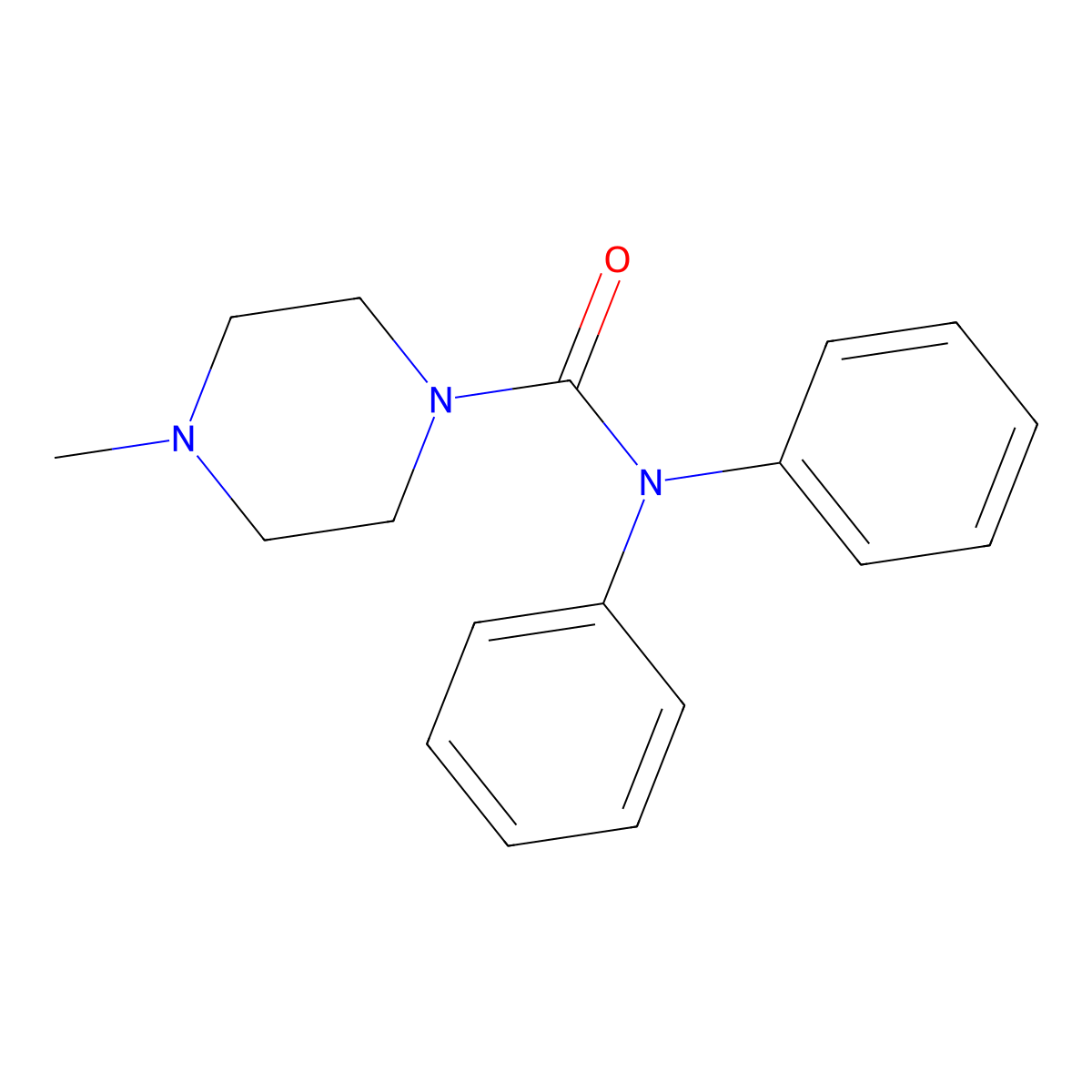 4-methyl-N,N-diphenylpiperazine-1-carboxamide molecular structure, CAS 20128-02-3