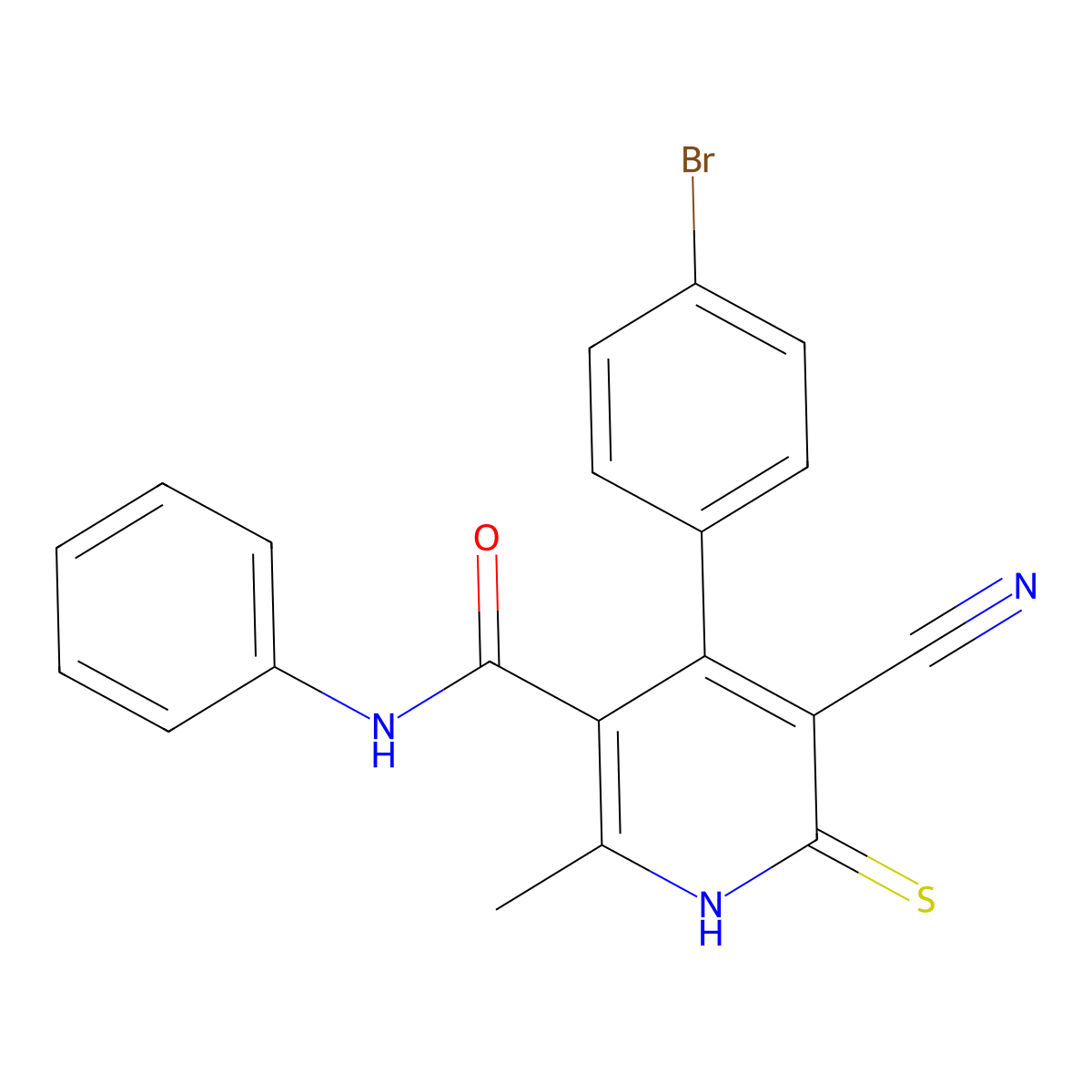 4-(4-bromophenyl)-5-cyano-2-methyl-N-phenyl-6-thioxo-1,6-dihydropyridine-3-carboxamide molecular structure, CAS 201280-69-5