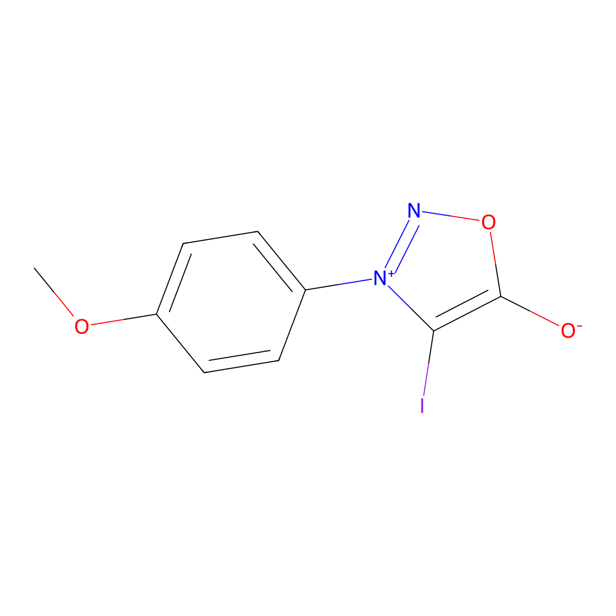 4-Iodo-3-(4-methoxyphenyl)-3H-1,2,3-oxadiazol-1-ium-5-olate molecular structure, CAS 201282-63-5