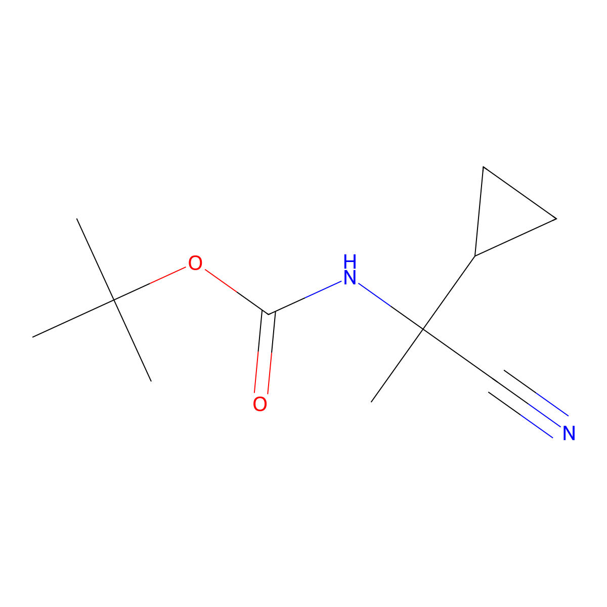 tert-butyl N-(1-cyano-1-cyclopropylethyl)carbamate molecular structure, CAS 2012844-25-4